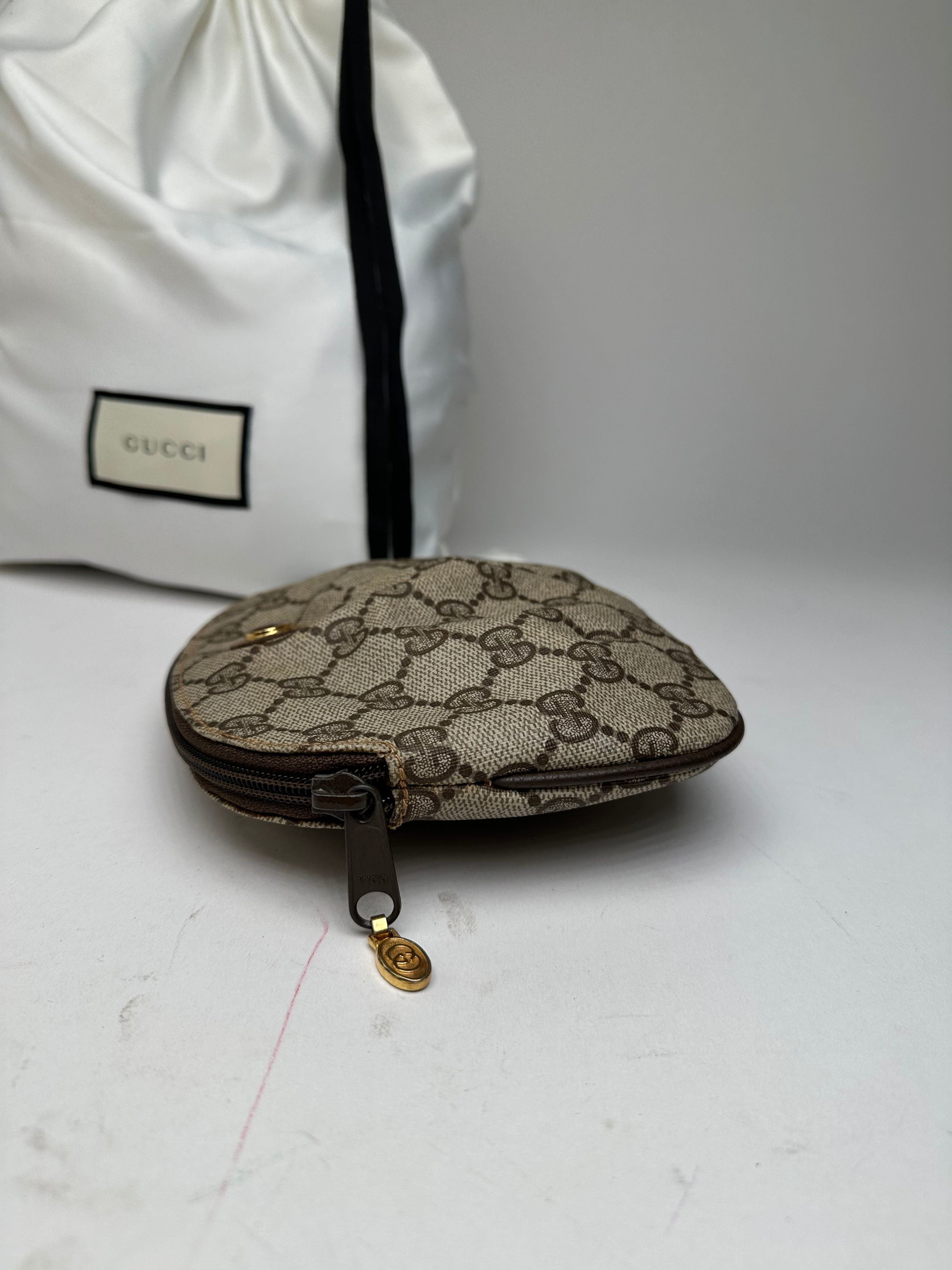 Gucci Vintage GG Supreme Canvas Mini Pouch Beige Brown Size ONE SIZE - 8 Thumbnail