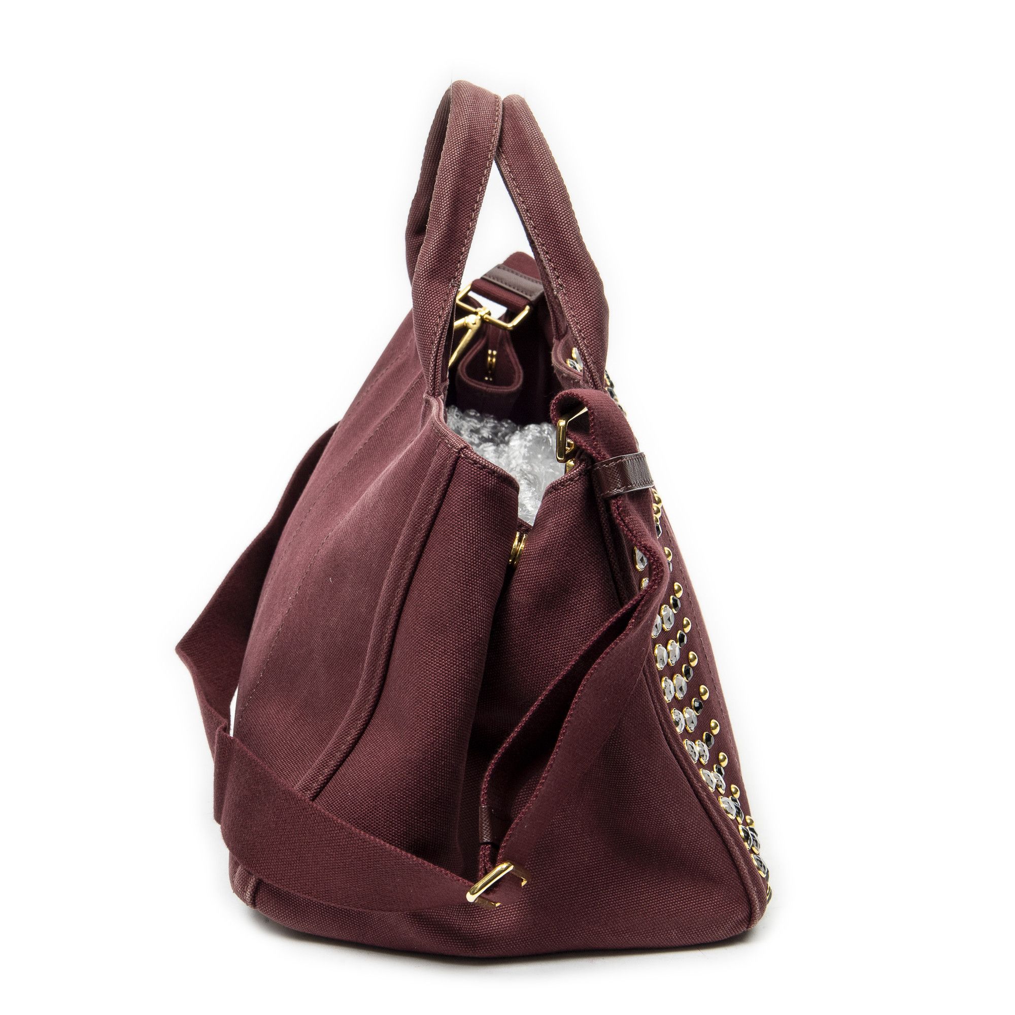 Prada Medium Rhinestone Canapa Tote Size ONE SIZE - 4 Thumbnail