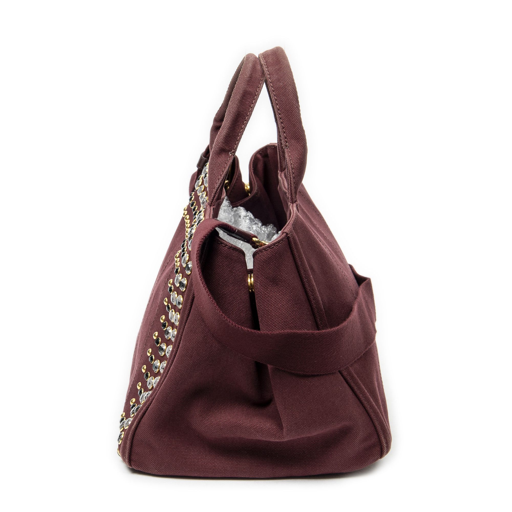 Prada Medium Rhinestone Canapa Tote Size ONE SIZE - 3 Thumbnail