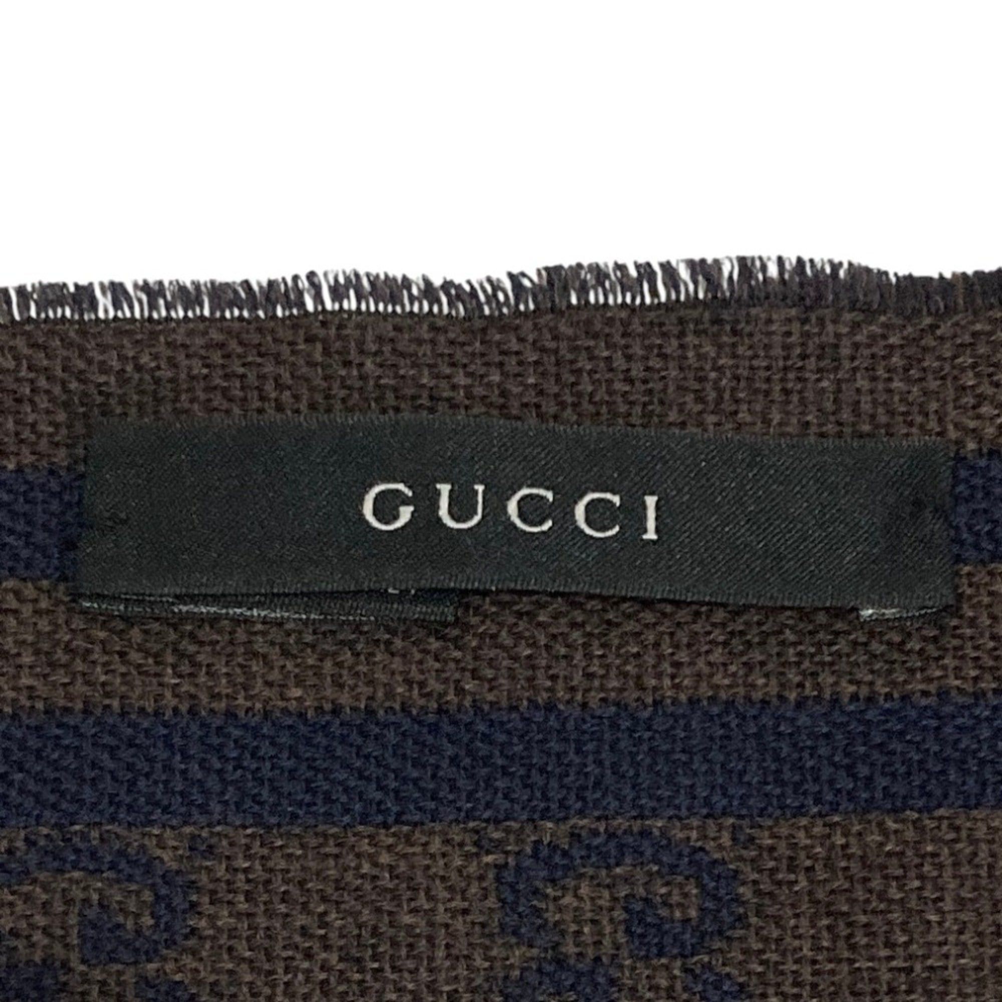 Gucci GUCCI GG pattern jacquard wool stole, brown x navy, women's. Size ONE SIZE - 5 Thumbnail