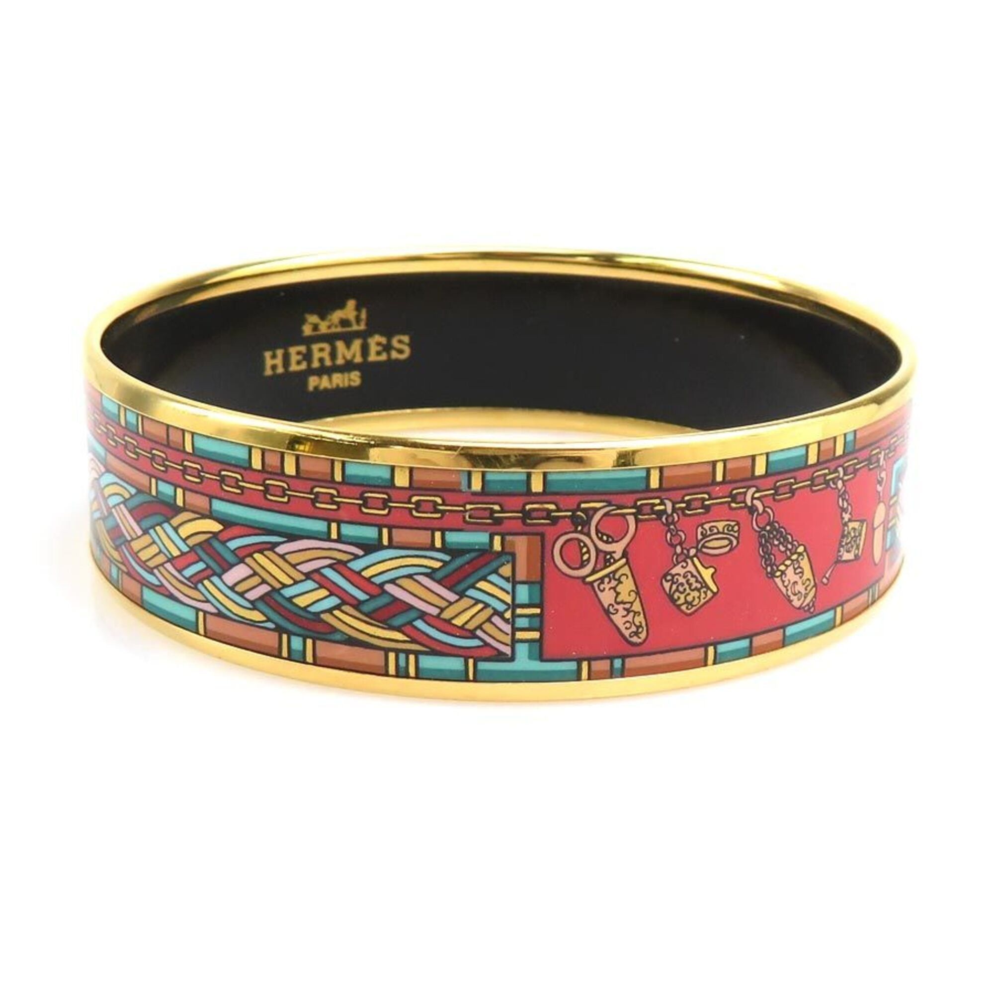 Hermes Hermes Bangle Bracelet Email Metal Enamel Gold Multicolor Women's Free Shipping e61792j Size ONE SIZE - 2 Thumbnail