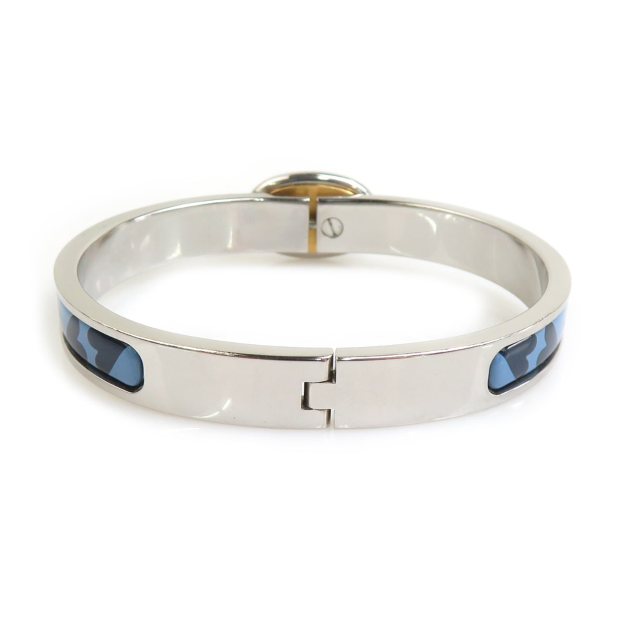 Hermes Hermes Bangle Bracelet Mini Click Chaine d'Ancre Metal Enamel Silver Blue Gold Women's Free Shipping e61794g Size ONE SIZE - 4 Thumbnail