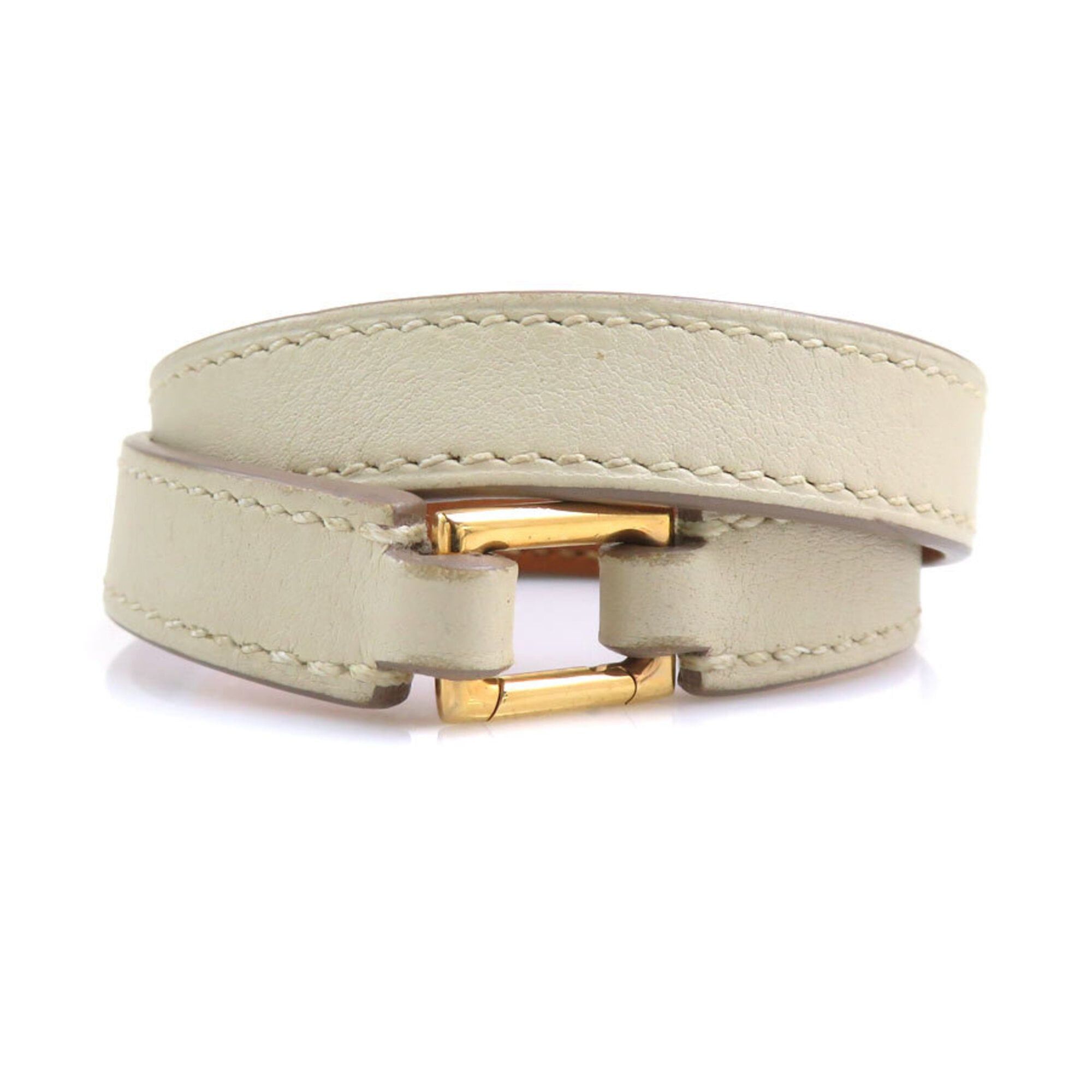 Hermes Hermes Bracelet Rivale Double Tour Leather Metal Ivory Gold Women's Free Shipping e61793g Size ONE SIZE - 4 Thumbnail