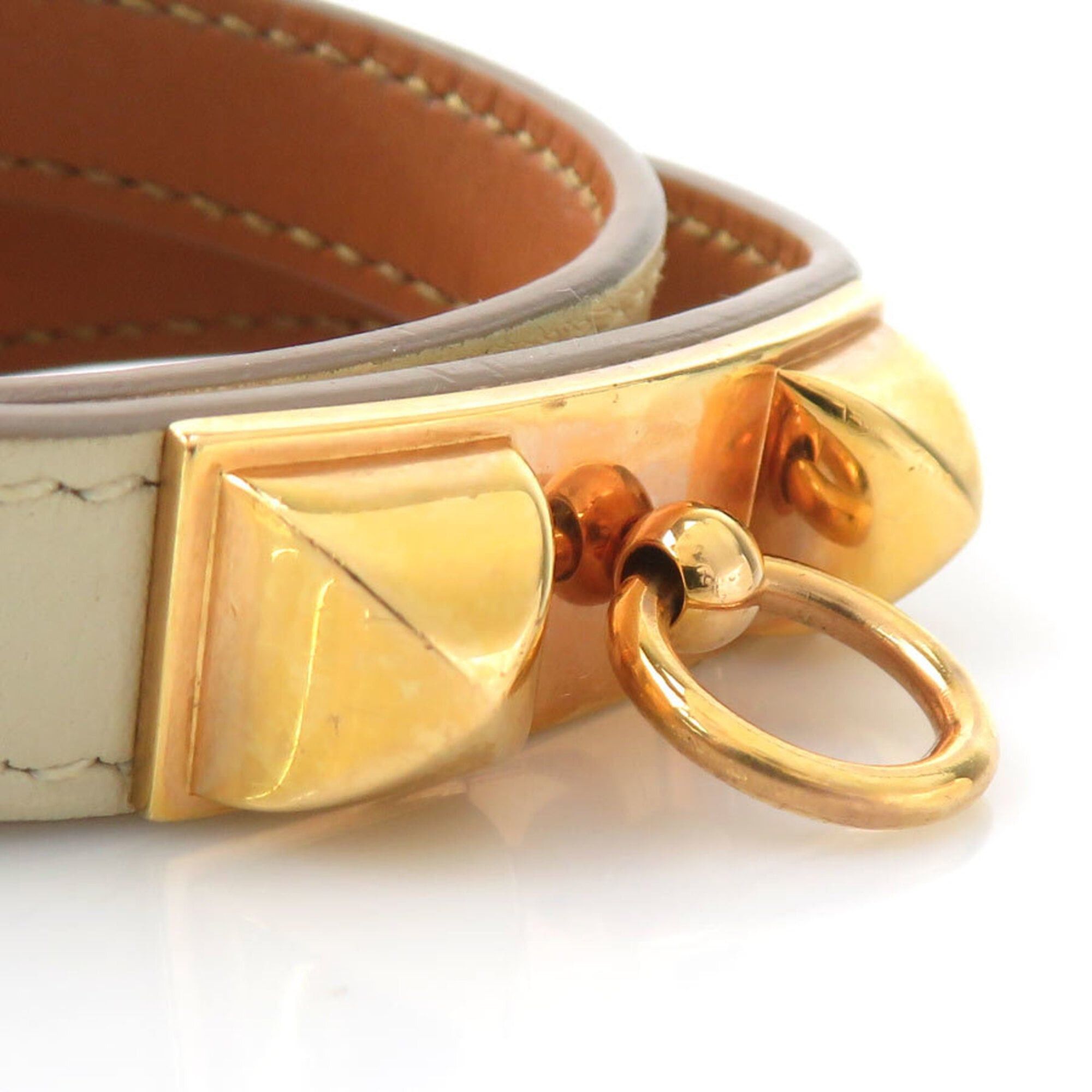 Hermes Hermes Bracelet Rivale Double Tour Leather Metal Ivory Gold Women's Free Shipping e61793g Size ONE SIZE - 6 Thumbnail
