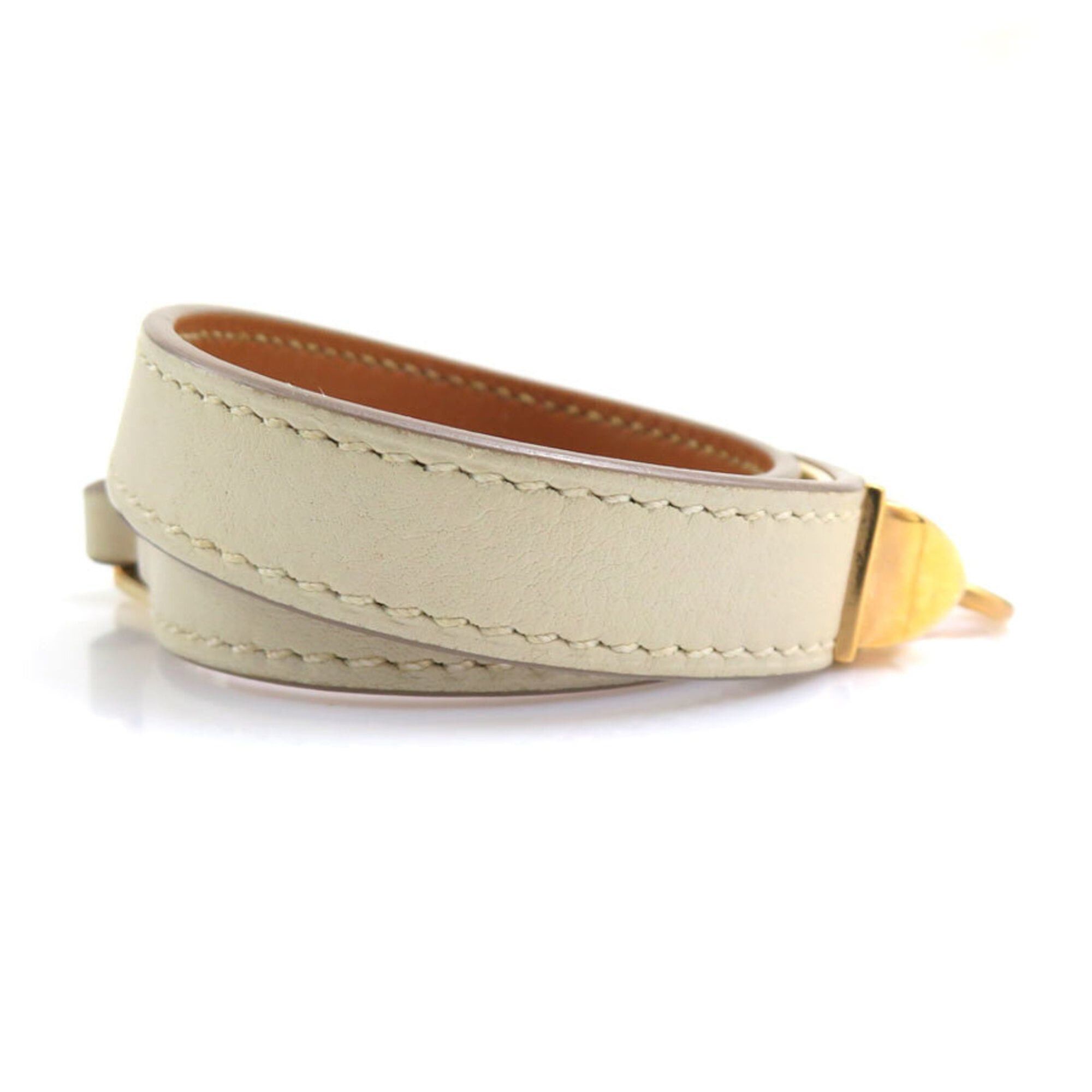 Hermes Hermes Bracelet Rivale Double Tour Leather Metal Ivory Gold Women's Free Shipping e61793g Size ONE SIZE - 3 Thumbnail