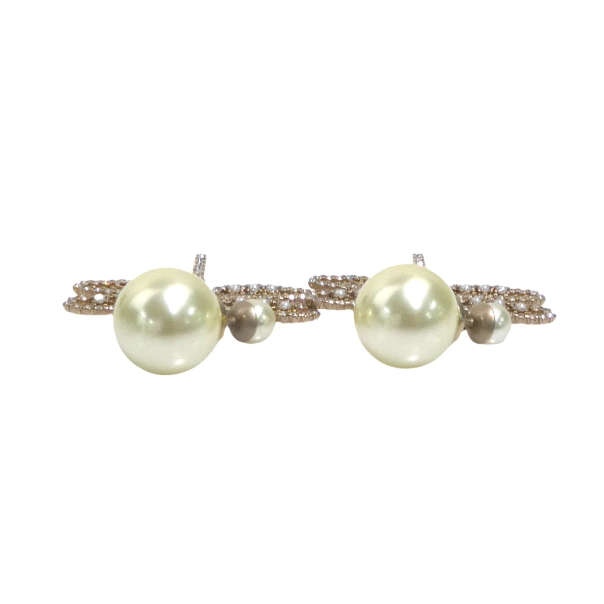Dior Christian Dior earrings, dragonfly design, metal, faux pearl, gold, off-white, silver, women's, free shipping, e61798a Size ONE SIZE - 5 Thumbnail