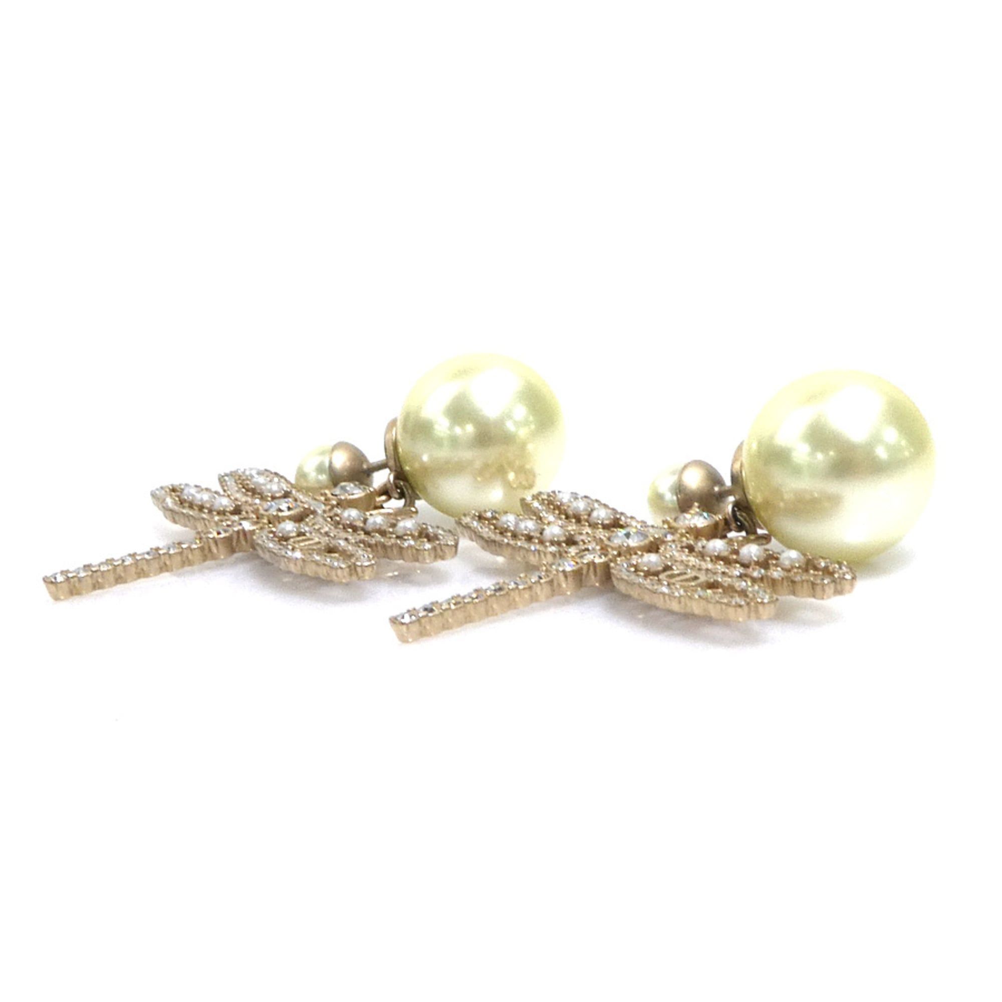 Dior Christian Dior earrings, dragonfly design, metal, faux pearl, gold, off-white, silver, women's, free shipping, e61798a Size ONE SIZE - 4 Thumbnail