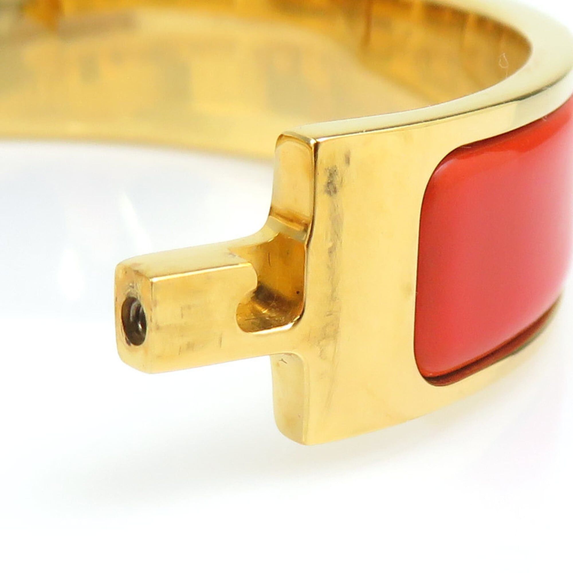 Hermes Hermes Bangle Bracelet Clic Clack H Metal Enamel Gold Orange Women's Free Shipping e61791i Size ONE SIZE - 8 Thumbnail
