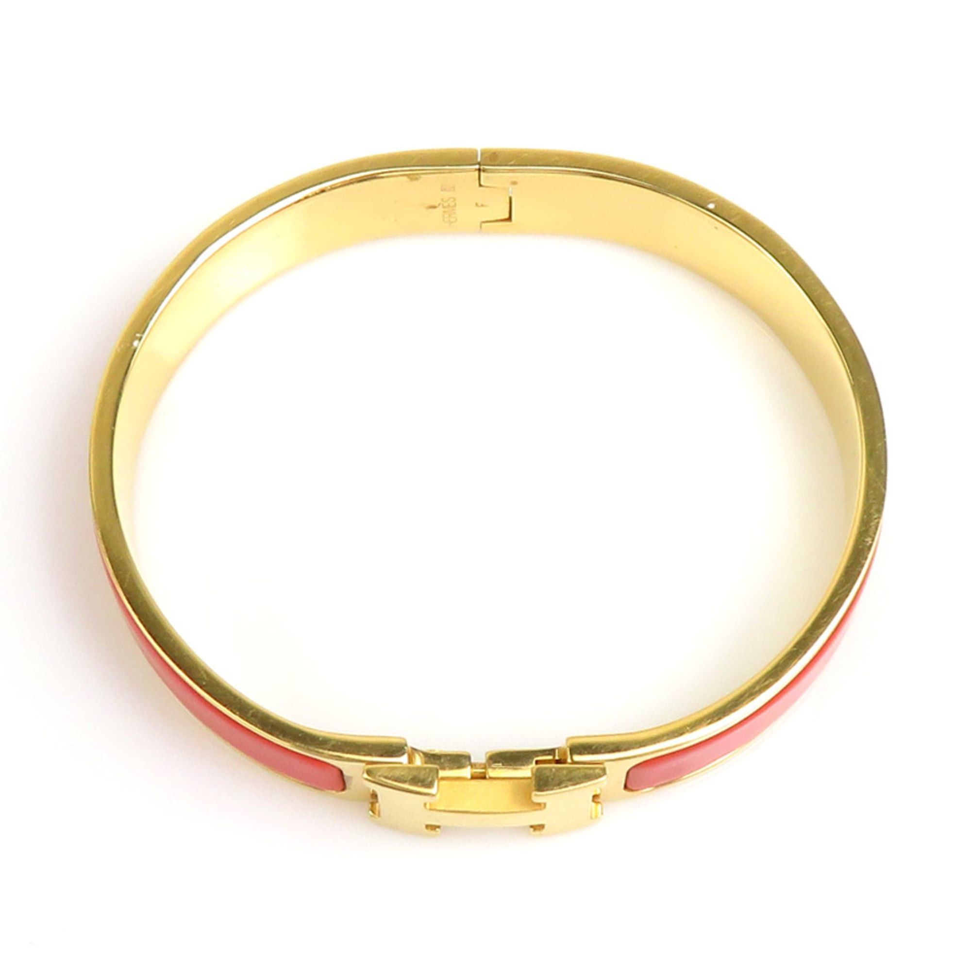 Hermes Hermes Bangle Bracelet Clic Clack H Metal Enamel Gold Orange Women's Free Shipping e61791i Size ONE SIZE - 5 Thumbnail