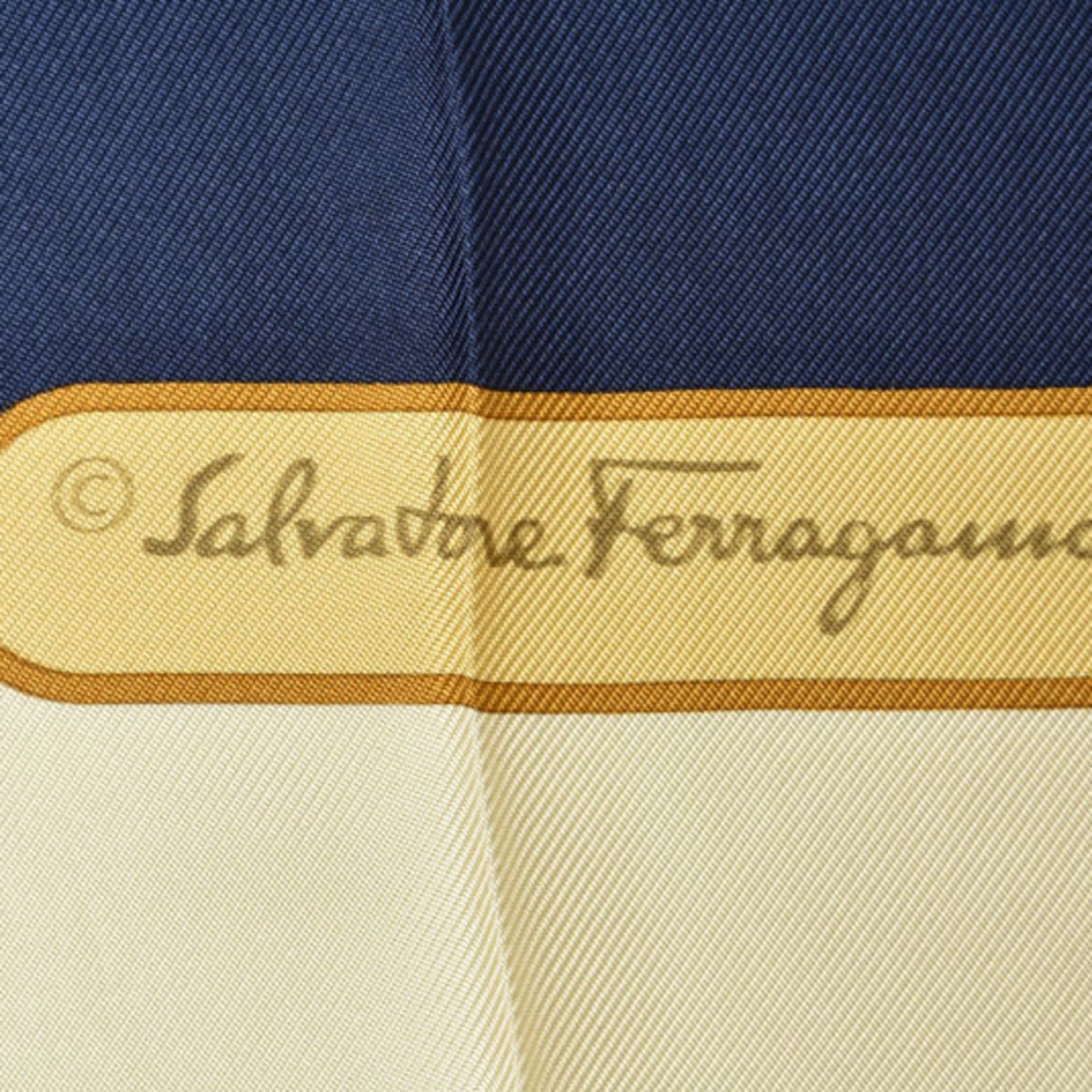 Salvatore Ferragamo Salvatore Ferragamo scarf/muffler, animal motif, leopard print, navy/cream Size ONE SIZE - 7 Thumbnail