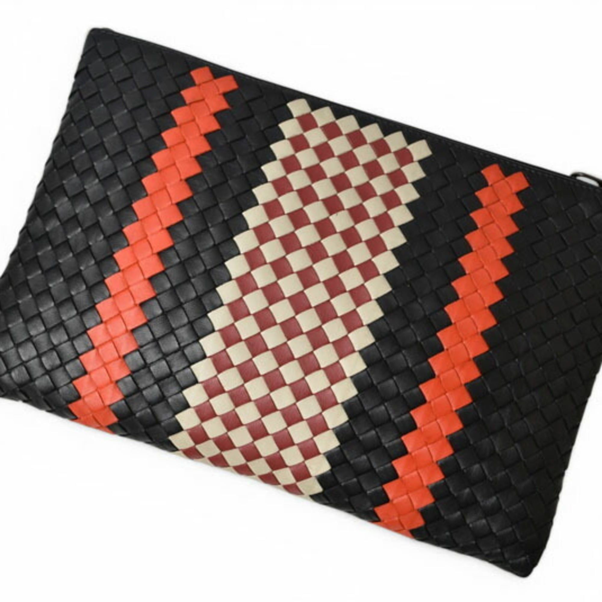 Bottega Veneta Bottega Veneta clutch bag, men's pouch, BOTTEGA VENETA, Intrecciato, Nappa, lambskin, black, orange Size ONE SIZE - 4 Thumbnail