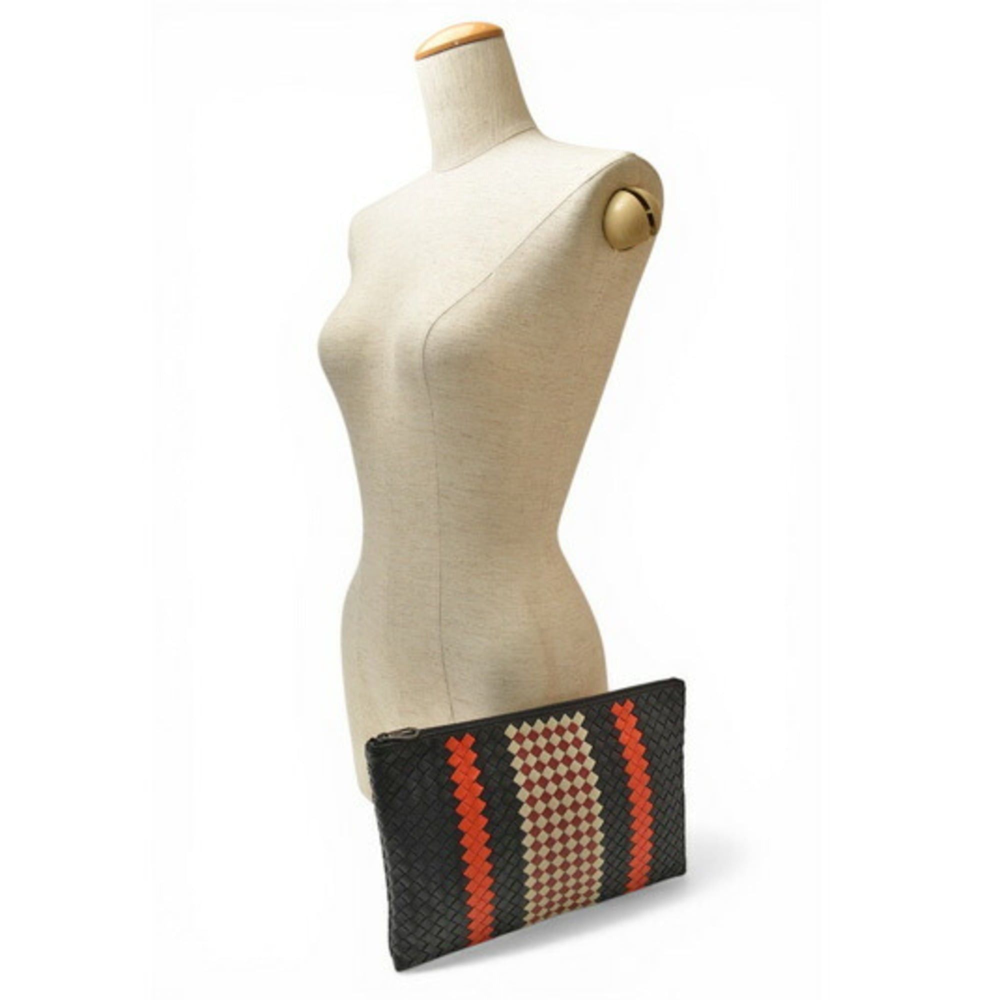 Bottega Veneta Bottega Veneta clutch bag, men's pouch, BOTTEGA VENETA, Intrecciato, Nappa, lambskin, black, orange Size ONE SIZE - 14 Thumbnail
