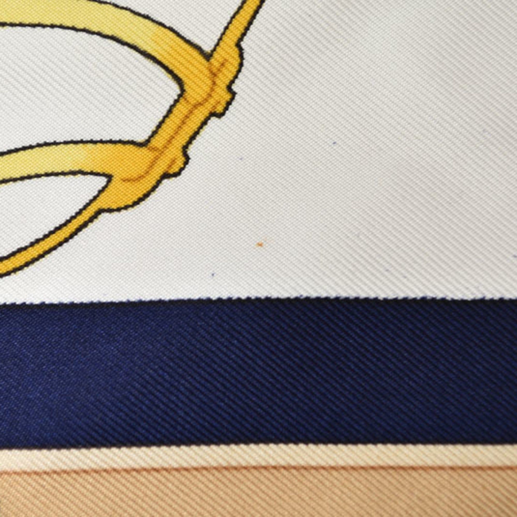 Hermes Hermes scarf/muffler, Carre 90, LES MUSEROLLES, 100% silk, navy and white. Size ONE SIZE - 6 Thumbnail