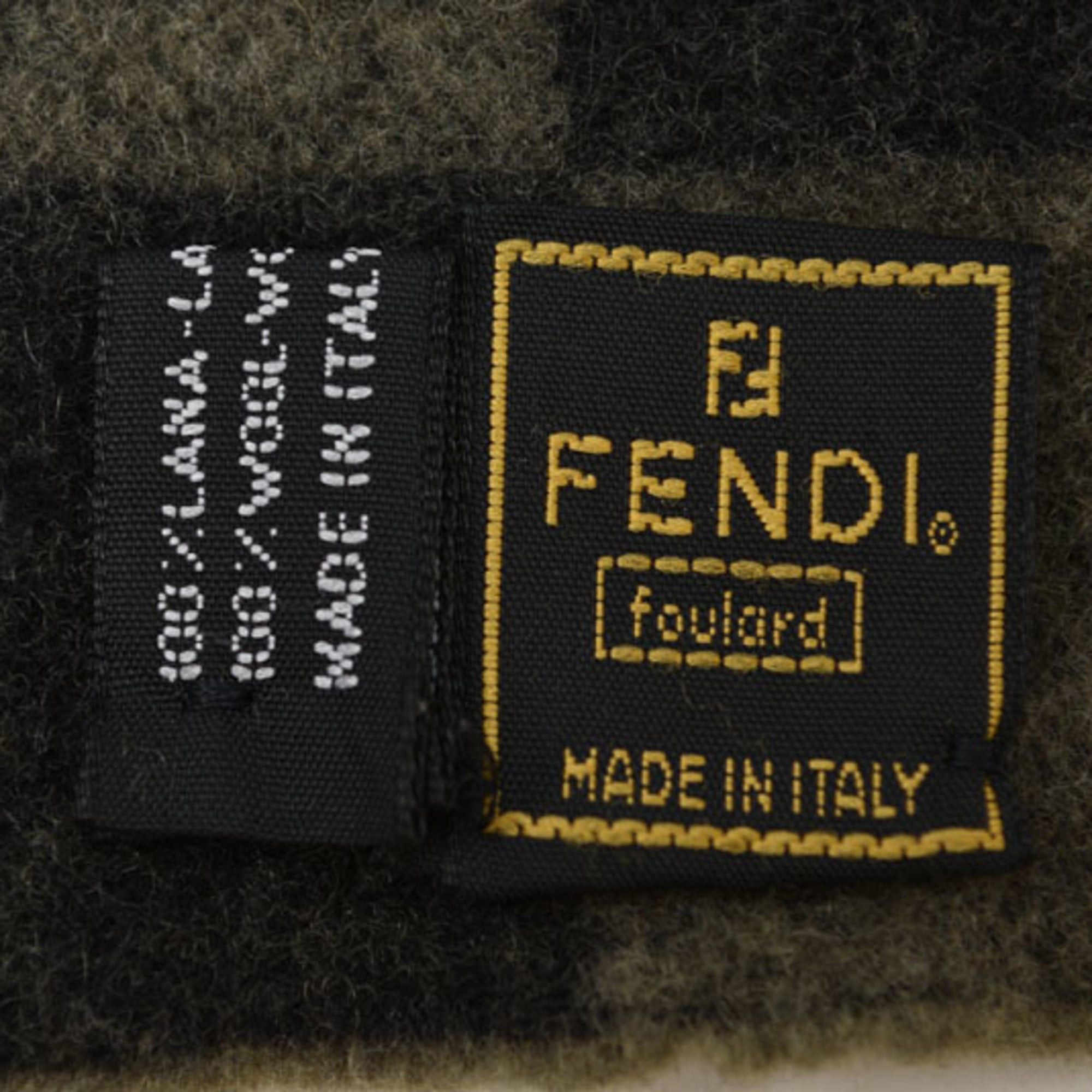 Fendi Fendi Scarf, Winter Reversible, 100% Wool, FF Zucca Pattern Check, Black/Gray Size ONE SIZE - 6 Thumbnail