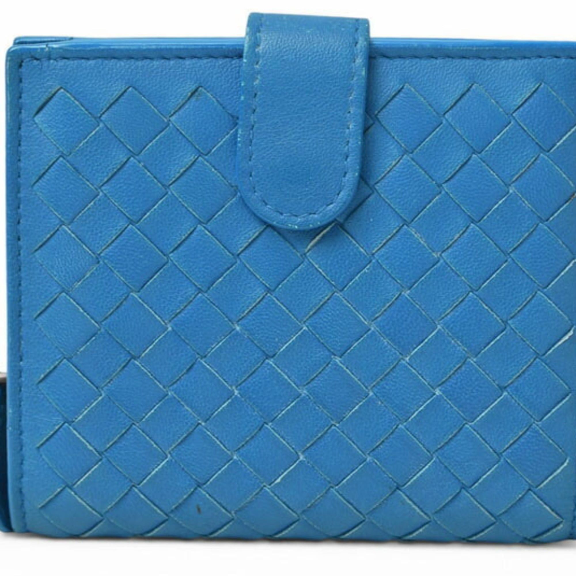 Bottega Veneta Bottega Veneta Bi-fold Wallet, Intrecciato Weave, Blue Size ONE SIZE - 2 Thumbnail