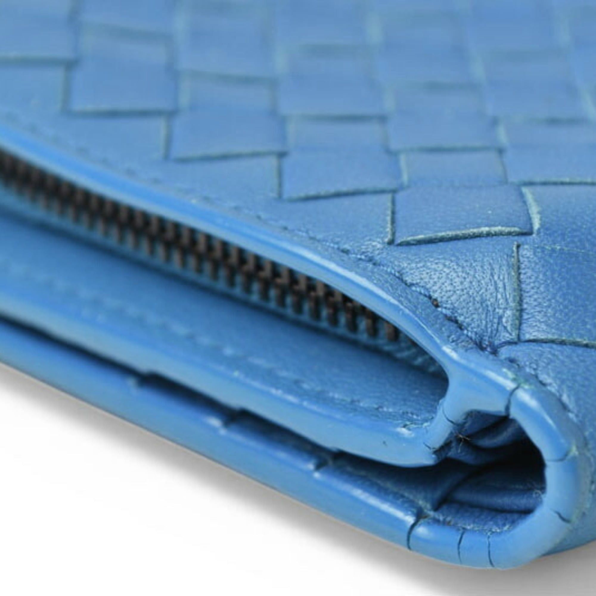 Bottega Veneta Bottega Veneta Bi-fold Wallet, Intrecciato Weave, Blue Size ONE SIZE - 4 Thumbnail