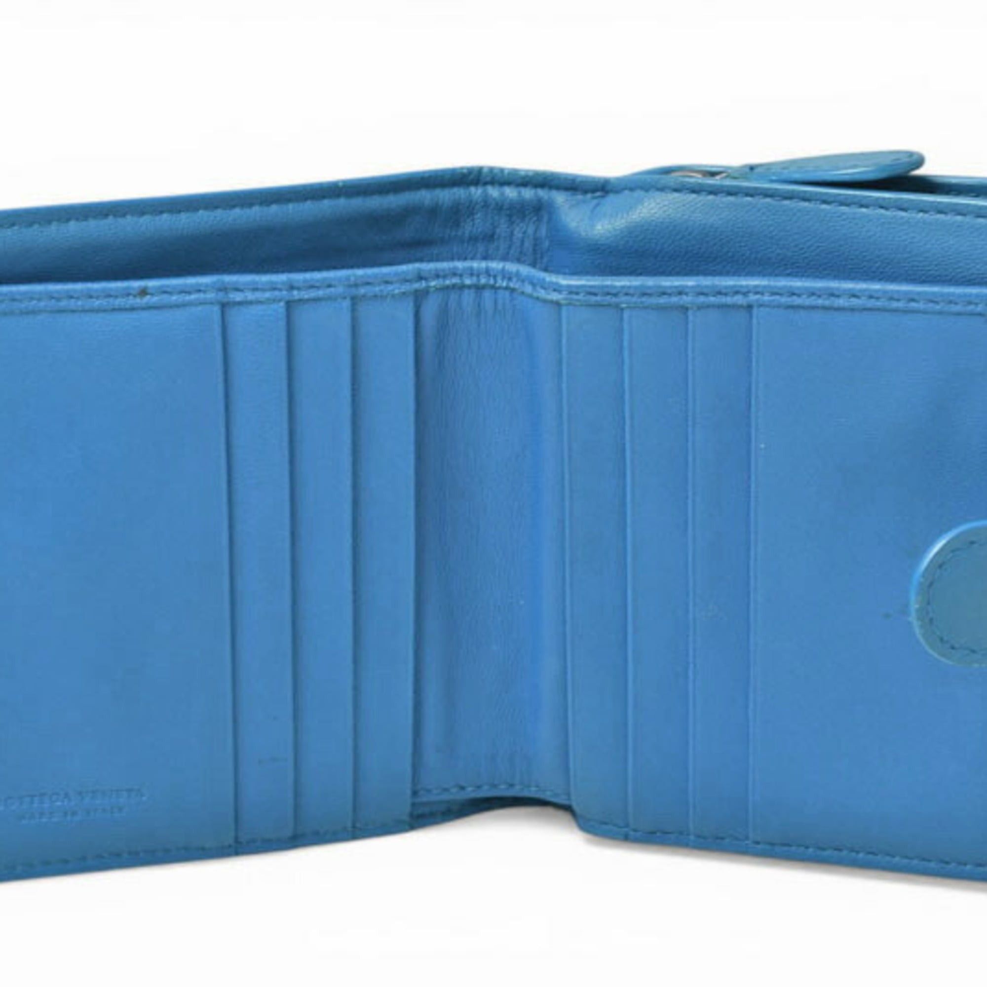 Bottega Veneta Bottega Veneta Bi-fold Wallet, Intrecciato Weave, Blue Size ONE SIZE - 7 Thumbnail