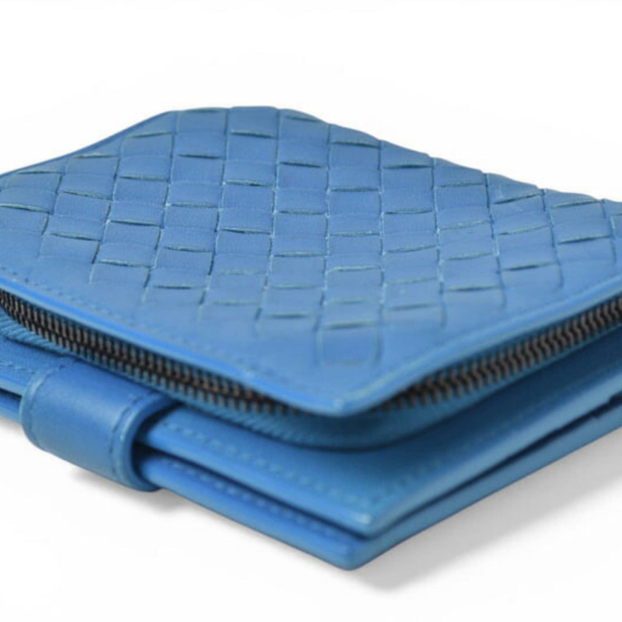 Bottega Veneta Bottega Veneta Bi-fold Wallet, Intrecciato Weave, Blue Size ONE SIZE - 5 Thumbnail