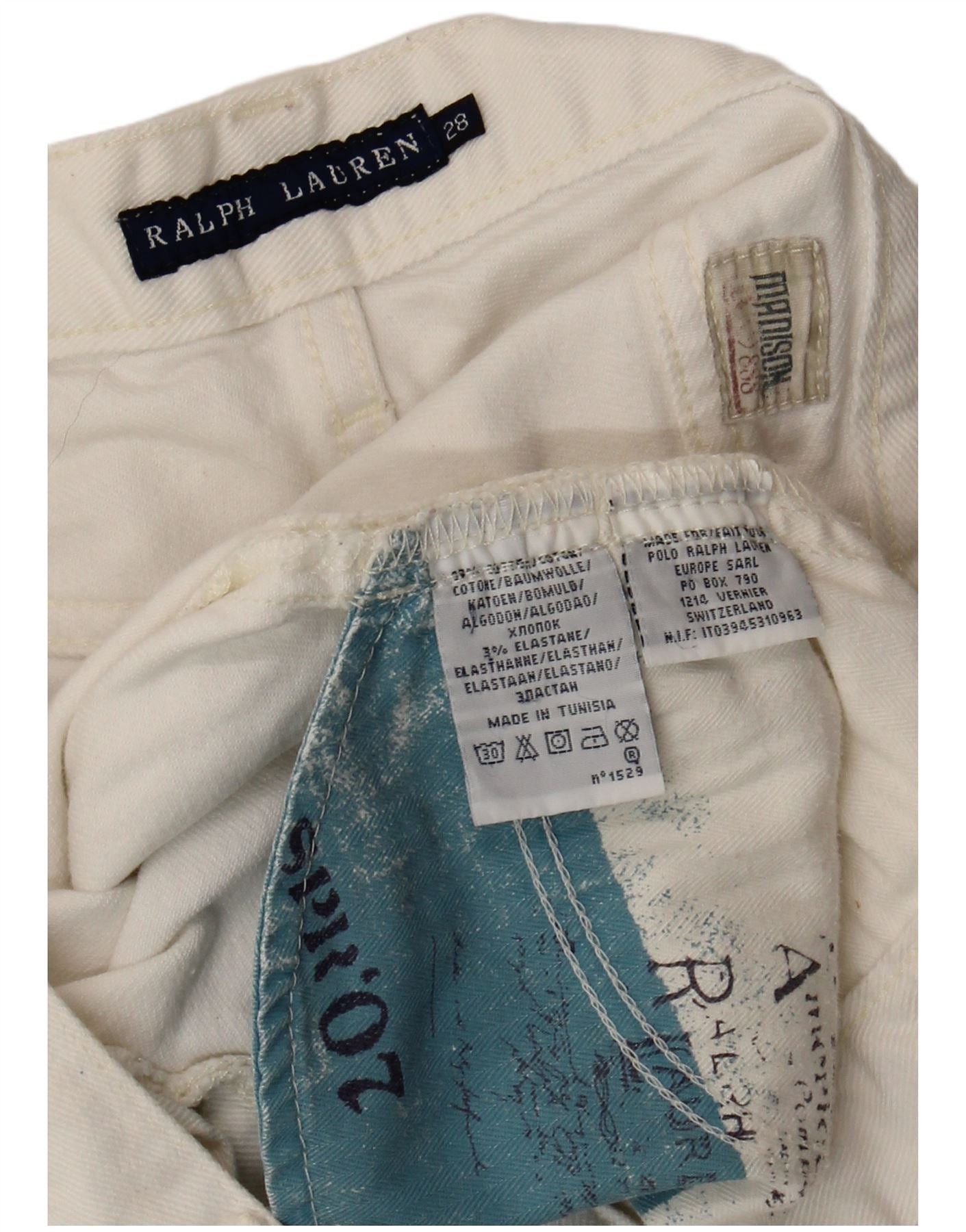 Ralph Lauren Womens Madison Slim Jeans W28 L32 White Cotton Size 42" / US 20 - 4 Thumbnail