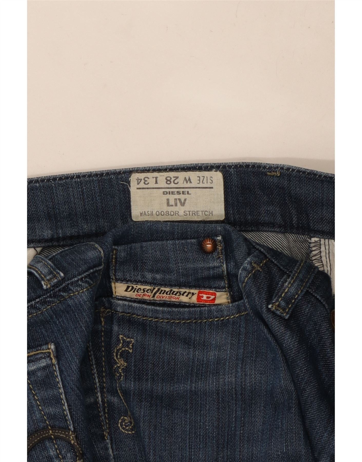 Diesel Womens Liv Slim Jeans W28 L30 Blue Cotton Size 42" / US 20 - 3 Thumbnail