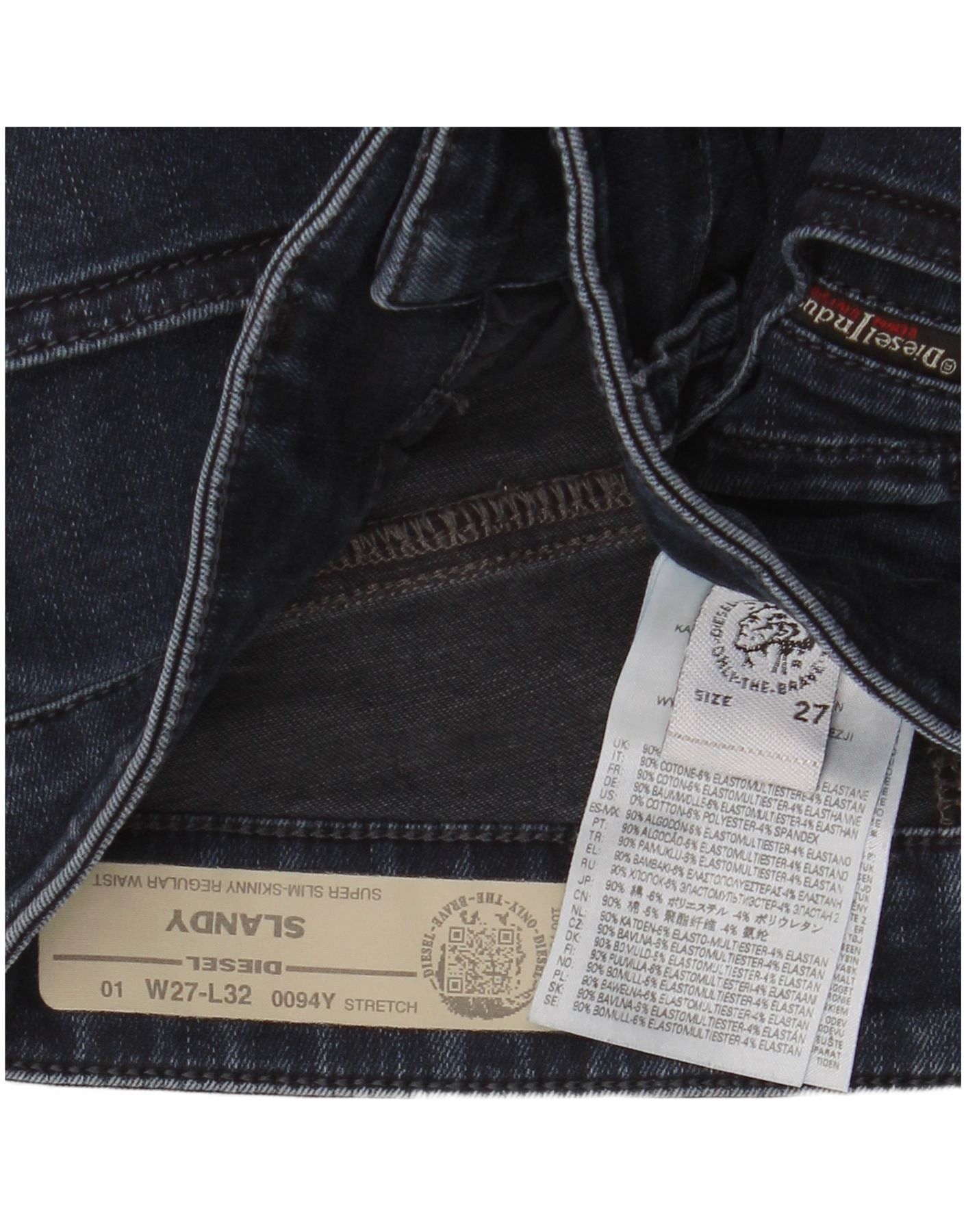 Diesel Womens Slandy Regular Super Slim Skinny Jeans W27 L32 Navy B Size 42" / US 20 - 3 Thumbnail