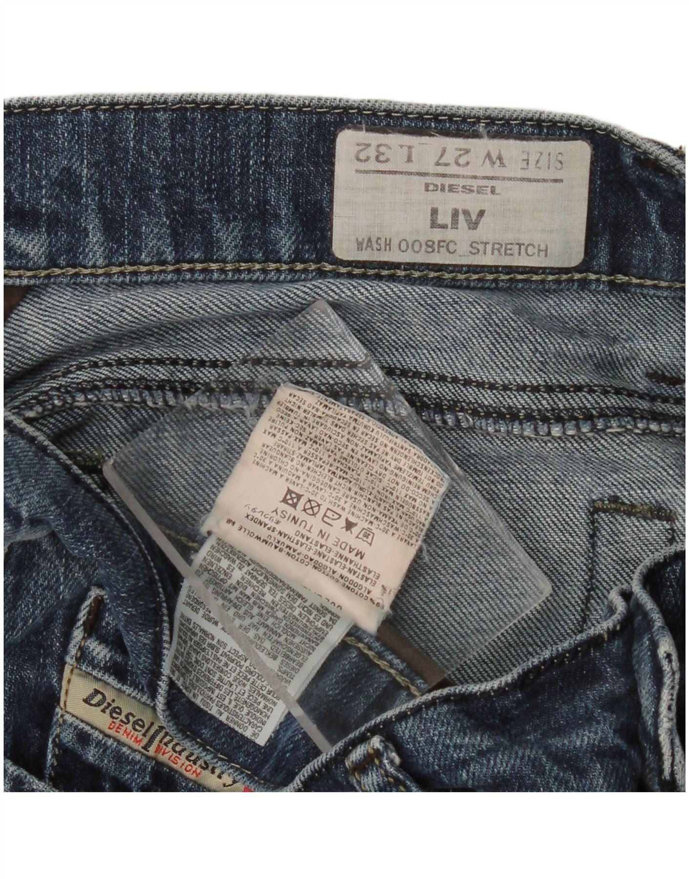 Diesel Womens Liv Slim Jeans W27 L28 Blue Cotton Size 42" / US 20 - 3 Thumbnail