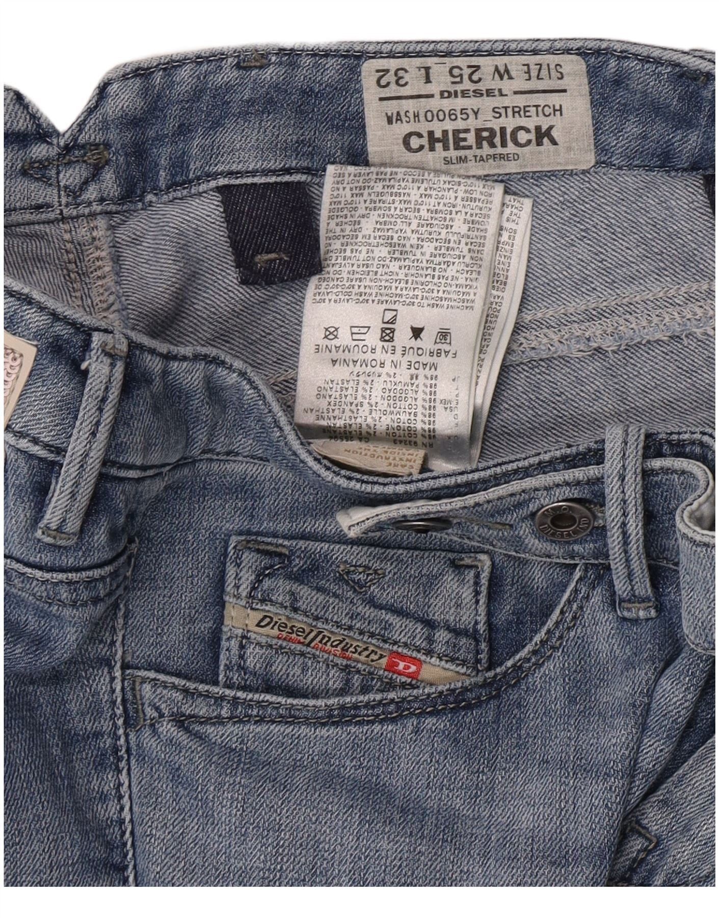 Diesel Womens Cherick Slim Tapered Jeans W25 L30 Blue Cotton Size 42" / US 20 - 3 Thumbnail