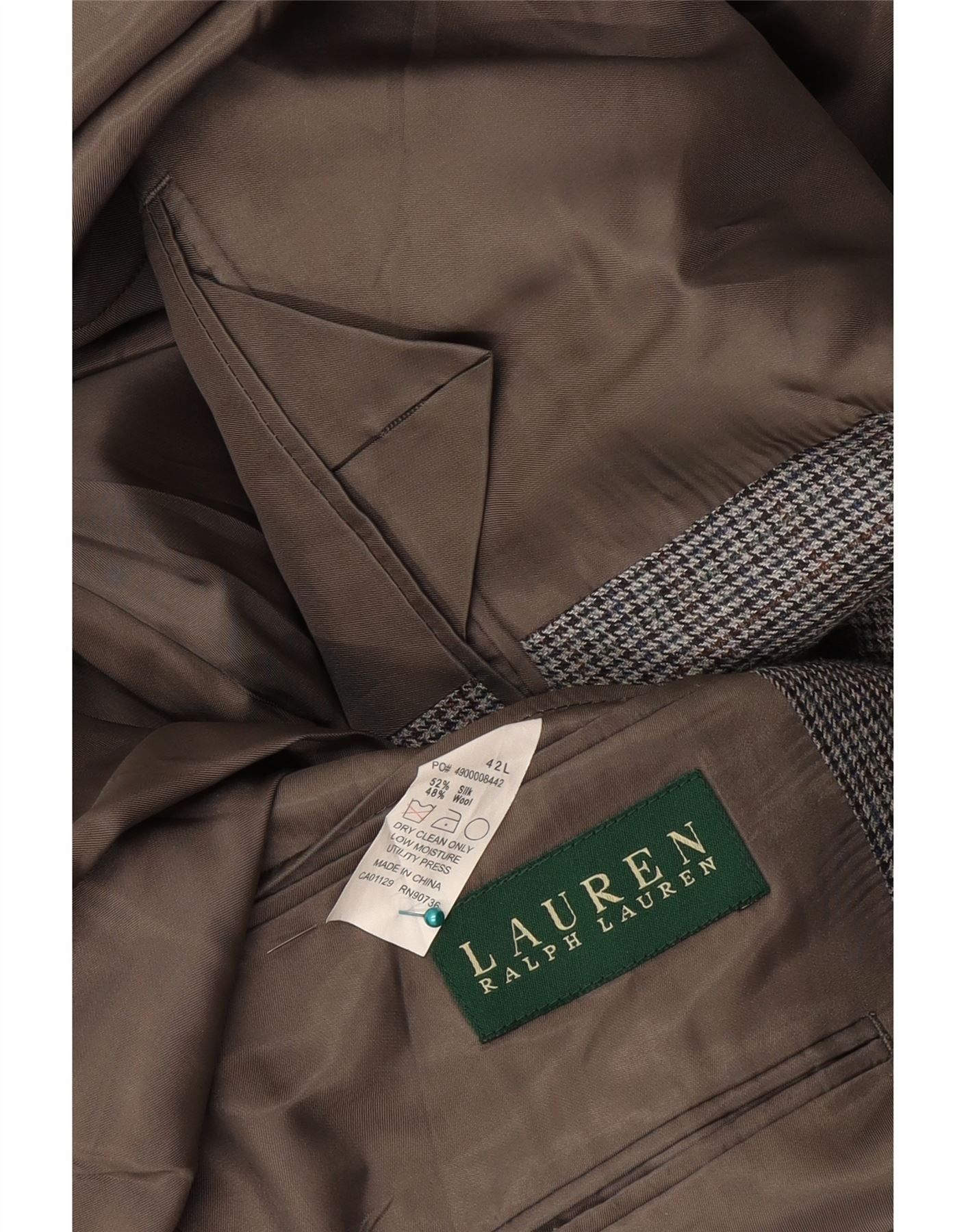 Ralph Lauren Mens 2 Button Blazer Jacket UK 42 Large Grey Houndstooth Sil Size US L / EU 52-54 / 3 - 3 Thumbnail