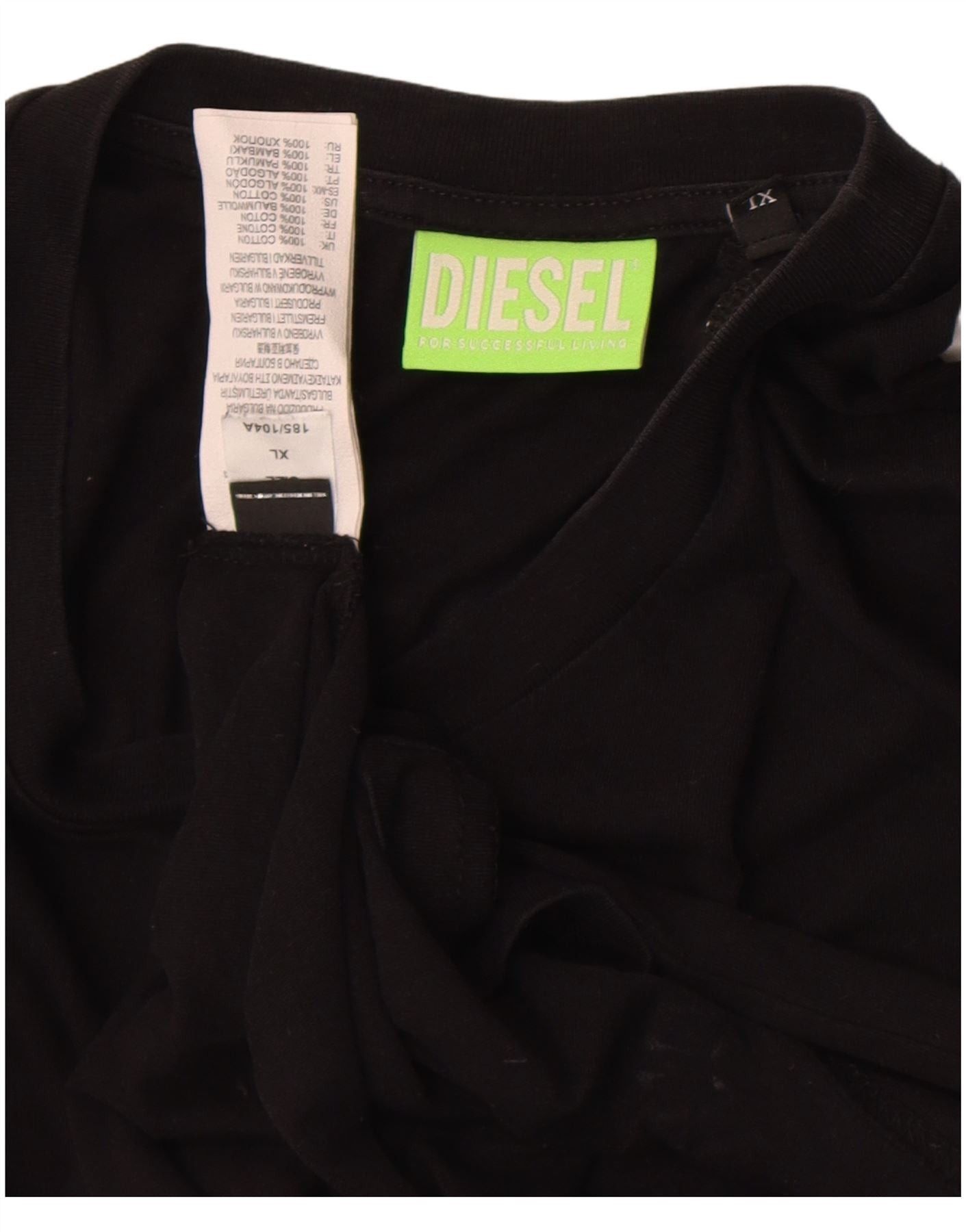 Diesel Mens Graphic T-Shirt Top XL Black Cotton Size US L / EU 52-54 / 3 - 4 Thumbnail