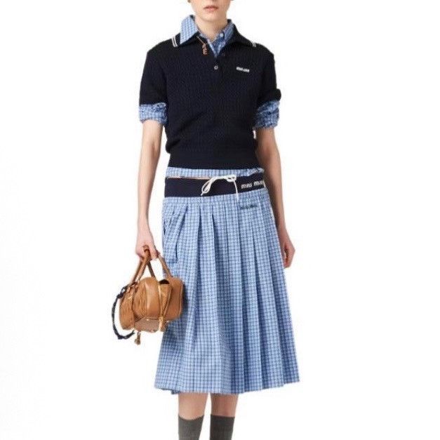 Miu Miu Miu Miu Retro Plaid Skirt 36 Women Size 36" / US 14 / IT 50 - 5 Thumbnail