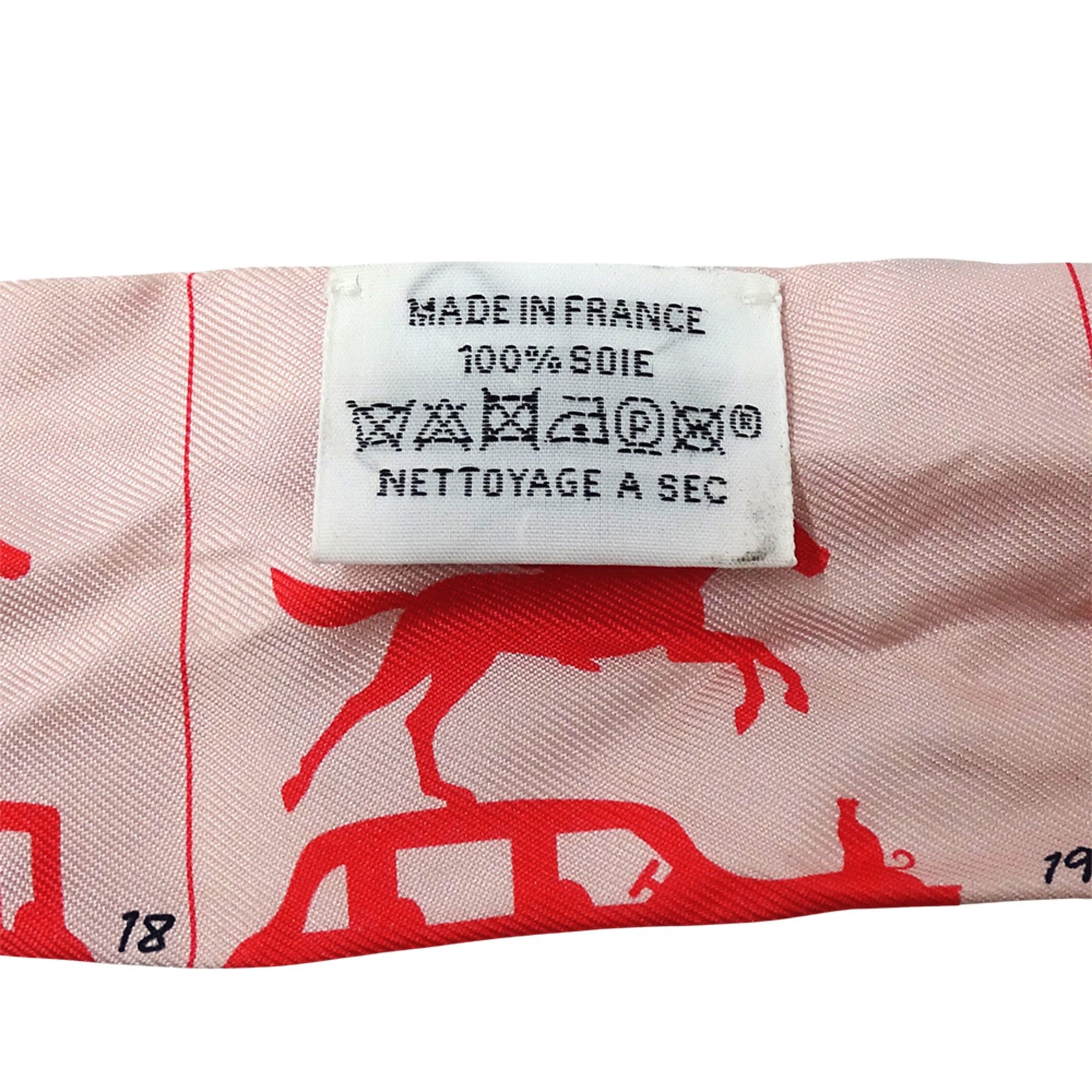 Hermes Hermes scarf/muffler for women, brand name, twilly, silk, pink, horse and carriage design. Size ONE SIZE - 5 Thumbnail