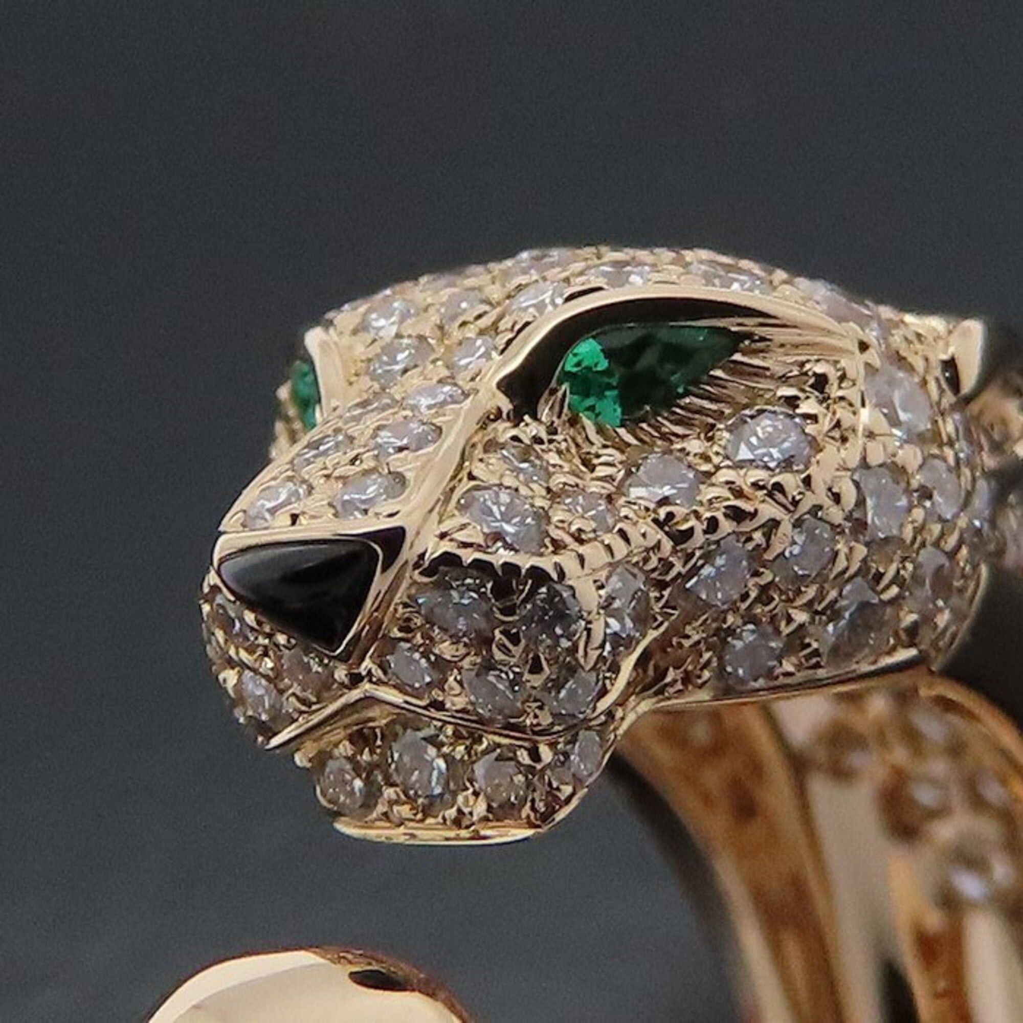 Cartier CARTIER Panthère Ring, Medium Size, Diamond, Emerald, Onyx, Size #54, 18K Pink Gold, Women's, Item Number 295454 Size ONE SIZE - 12 Thumbnail