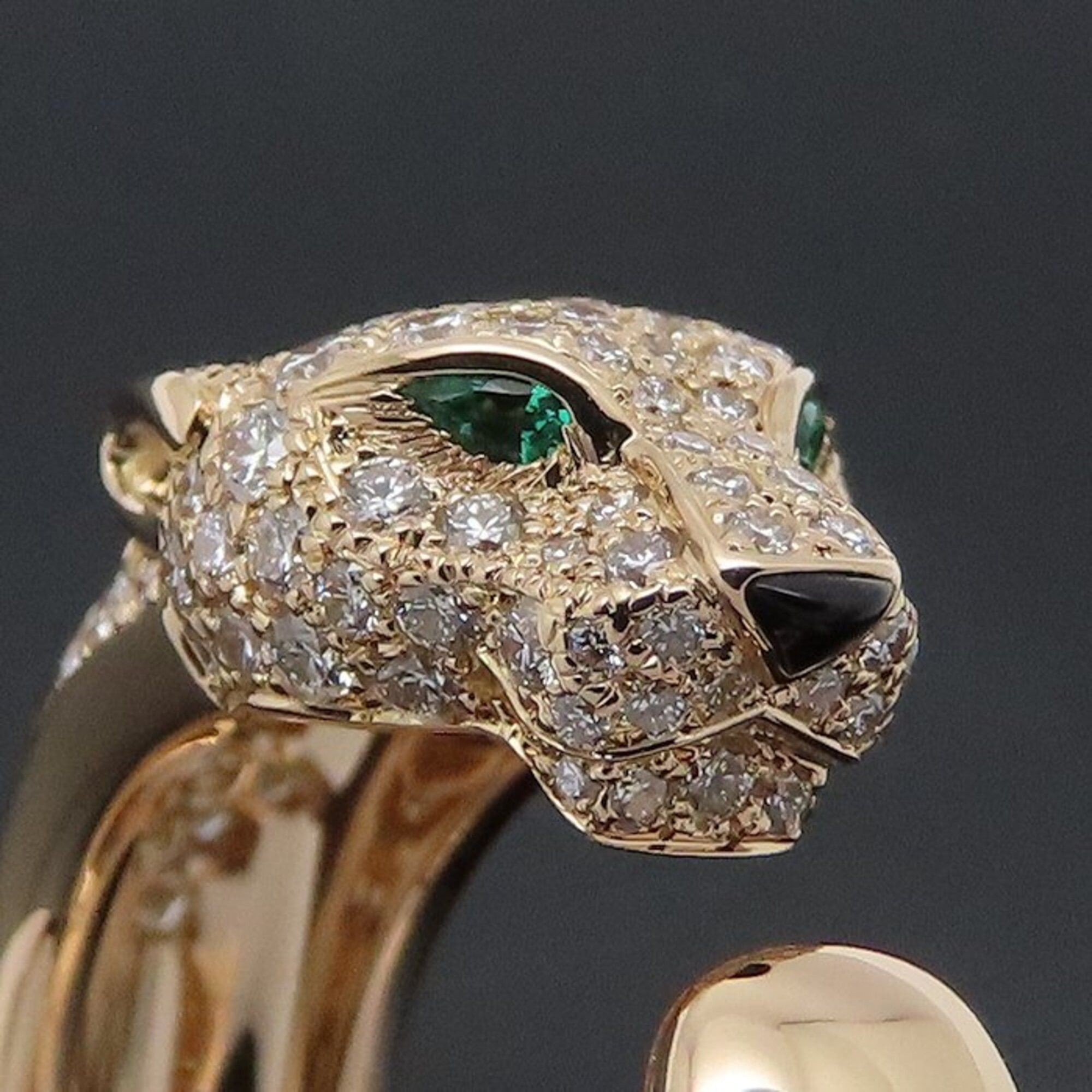 Cartier CARTIER Panthère Ring, Medium Size, Diamond, Emerald, Onyx, Size #54, 18K Pink Gold, Women's, Item Number 295454 Size ONE SIZE - 11 Thumbnail