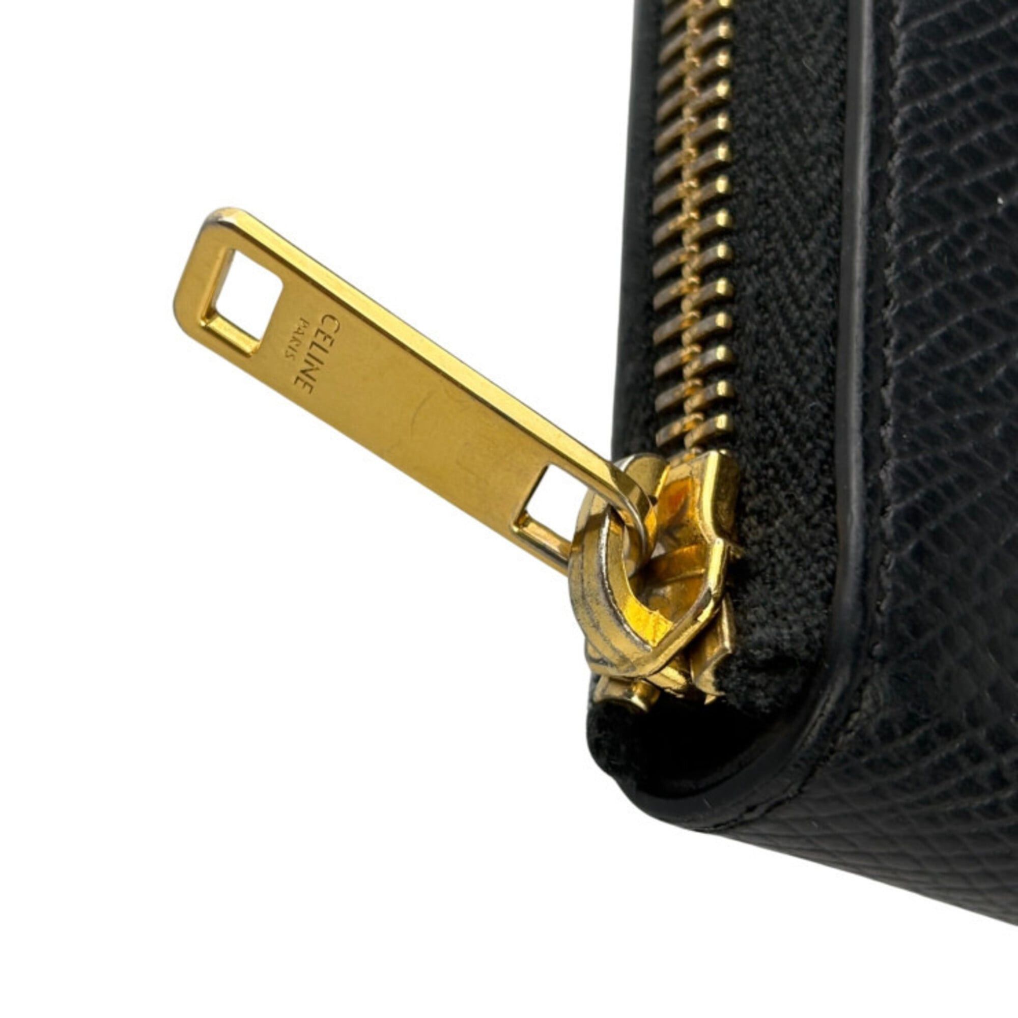Celine Celine Bi-fold Wallet Small Zip Essential 10L20 Black Leather Unisex Round Size ONE SIZE - 6 Thumbnail