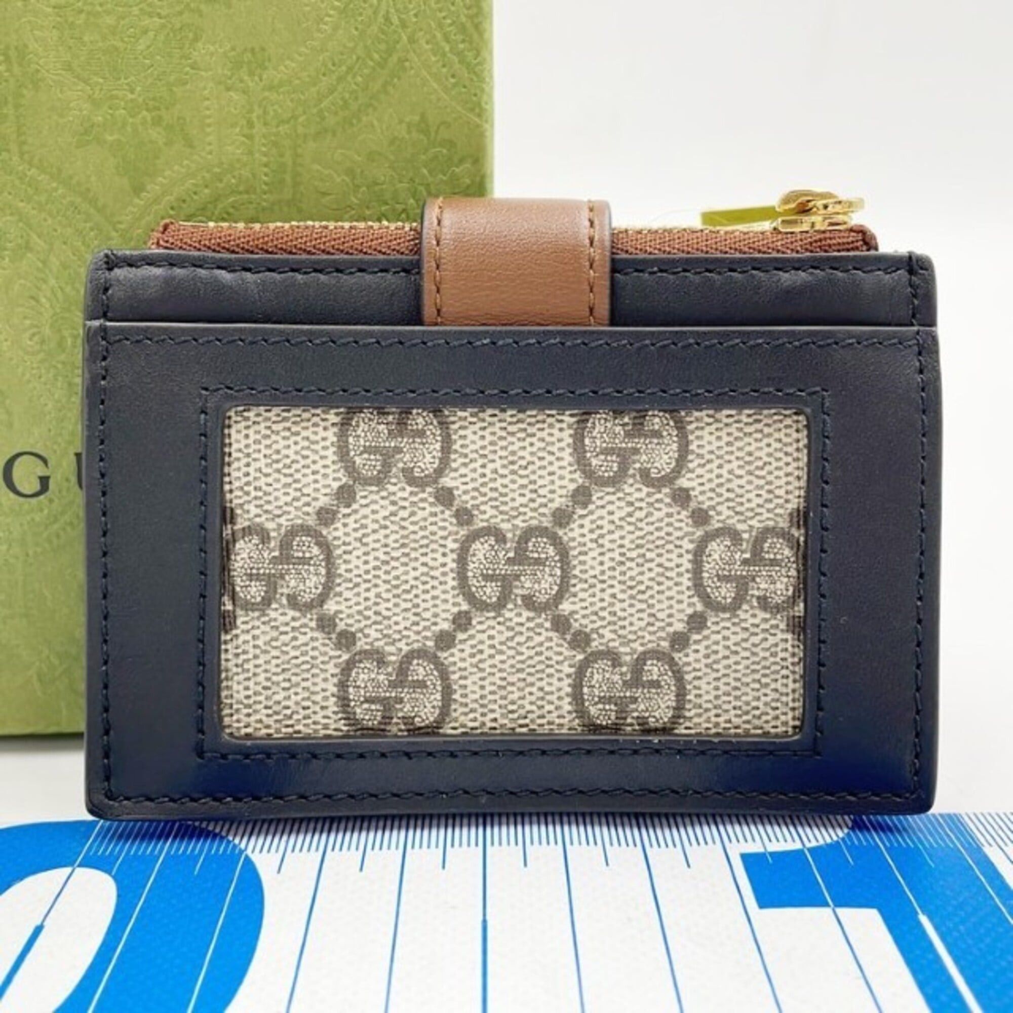 Gucci GUCCI Coin Card Case GG Supreme 779804 Beige Brown Black PVC x Leather Unisex Size ONE SIZE - 2 Thumbnail