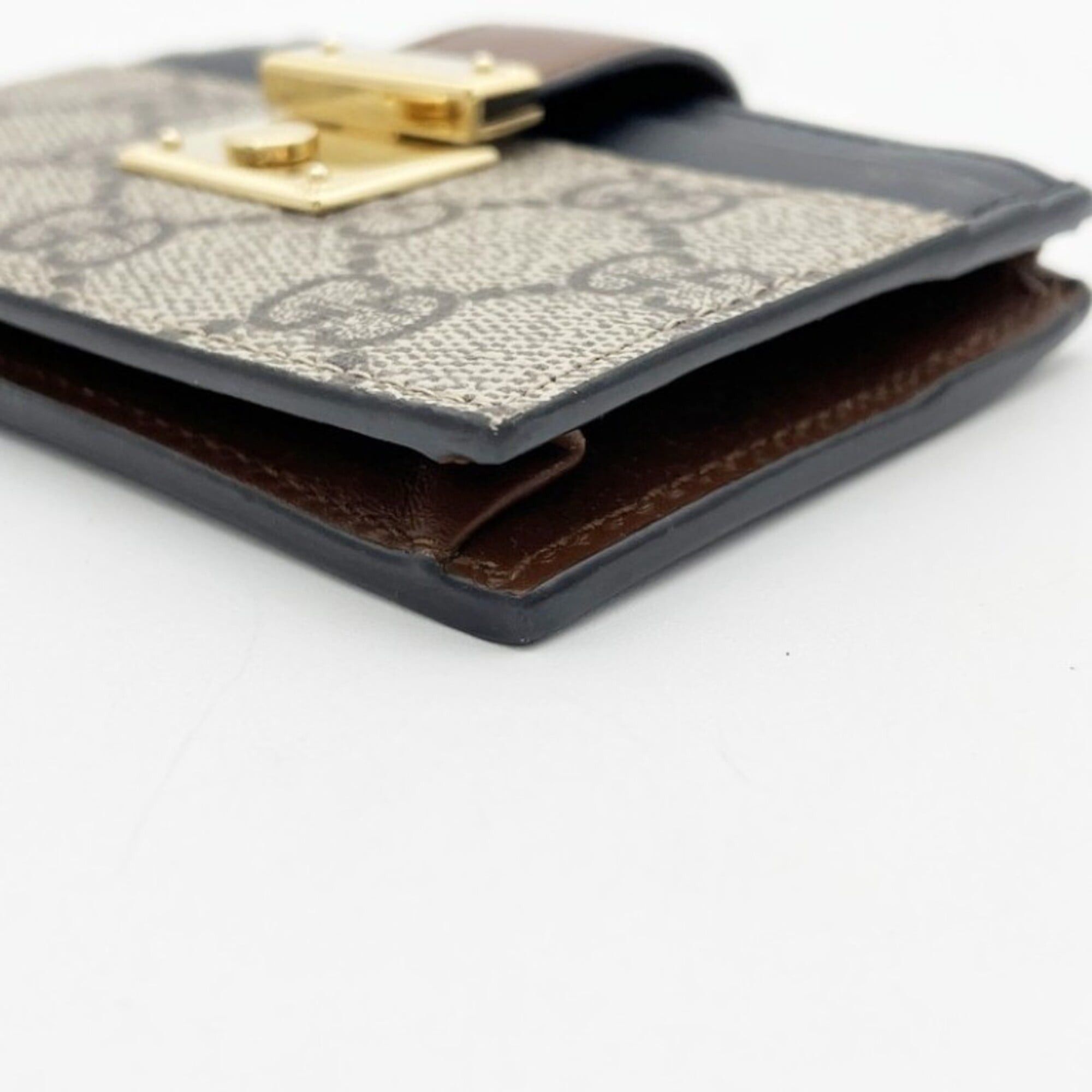 Gucci GUCCI Coin Card Case GG Supreme 779804 Beige Brown Black PVC x Leather Unisex Size ONE SIZE - 4 Thumbnail