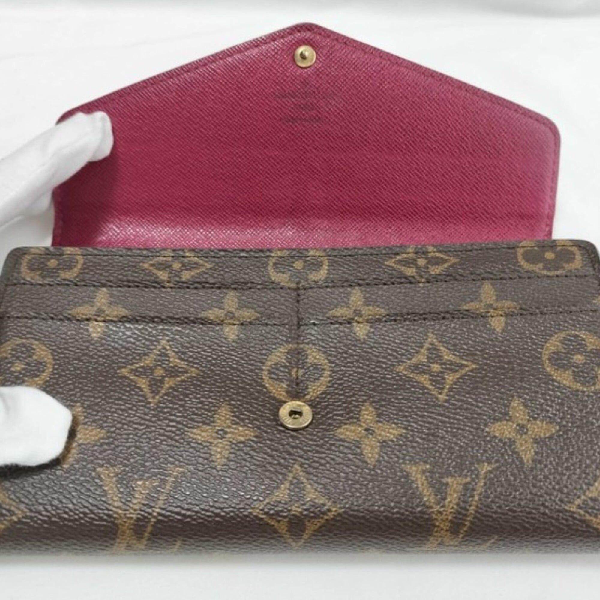 Louis Vuitton Louis Vuitton Long Wallet Portefeuille Sarah M62234 Brown Fuchsia Monogram Women's Bi-fold Size ONE SIZE - 6 Thumbnail