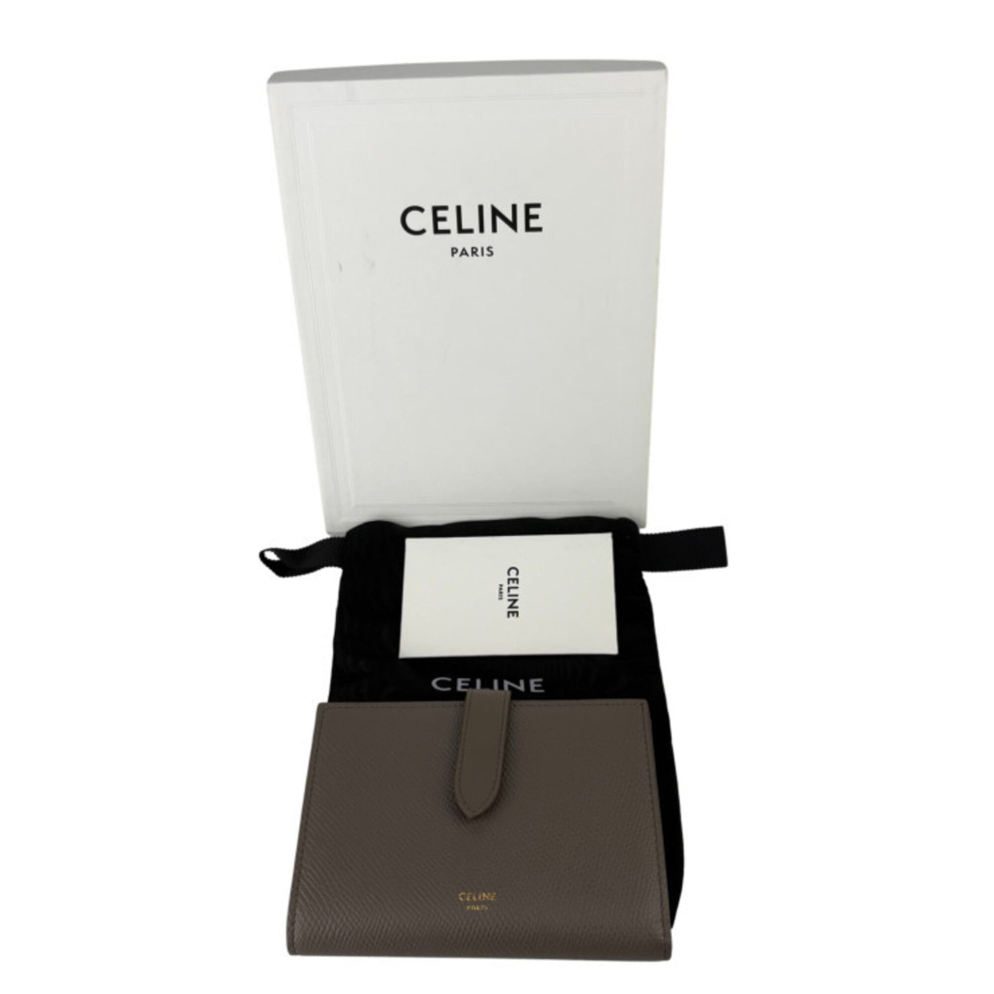Celine CELINE Medium Strap Wallet (10B643BFP) - Greige Leather Women's Bi-fold Size ONE SIZE - 10 Thumbnail