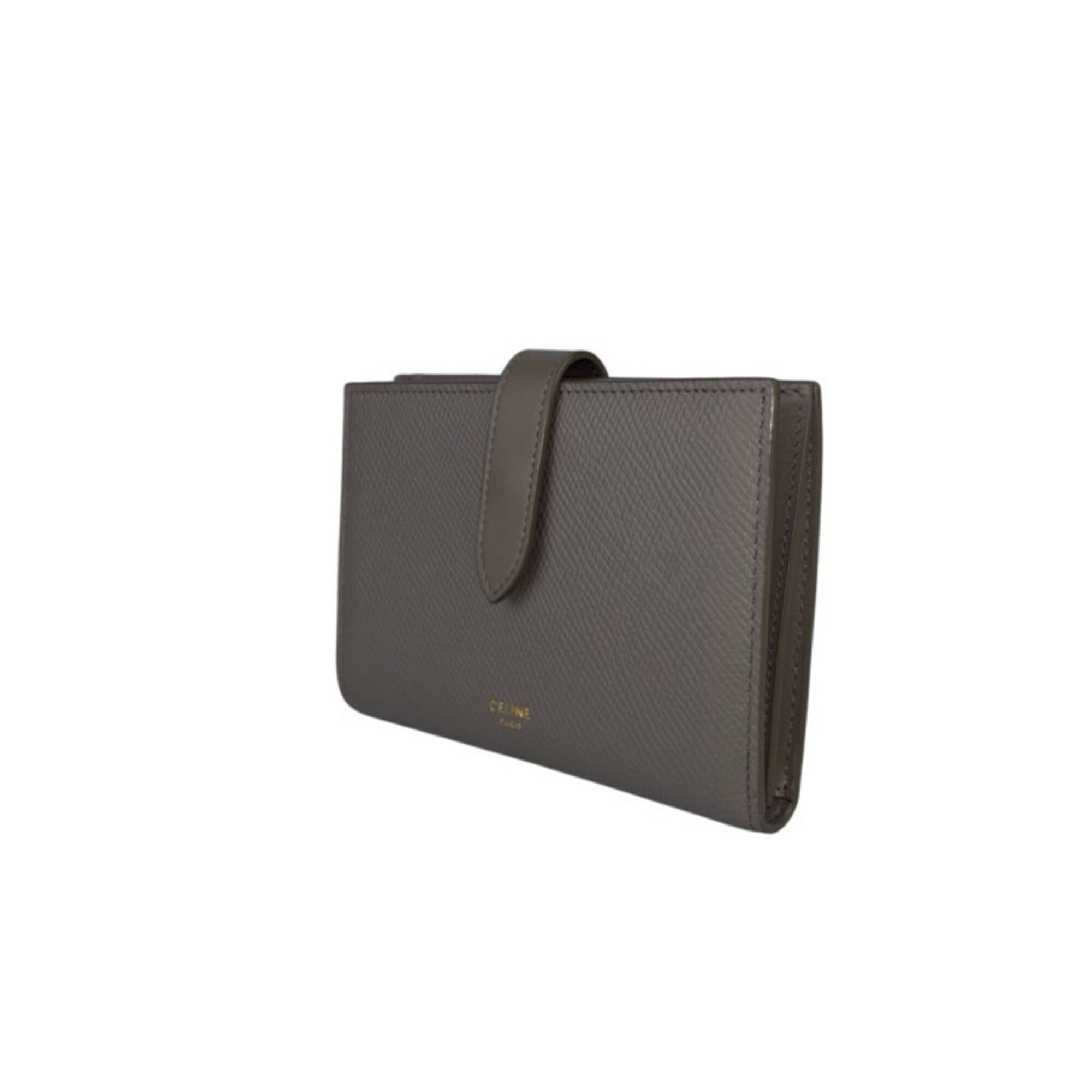 Celine CELINE Medium Strap Wallet (10B643BFP) - Greige Leather Women's Bi-fold Size ONE SIZE - 2 Thumbnail