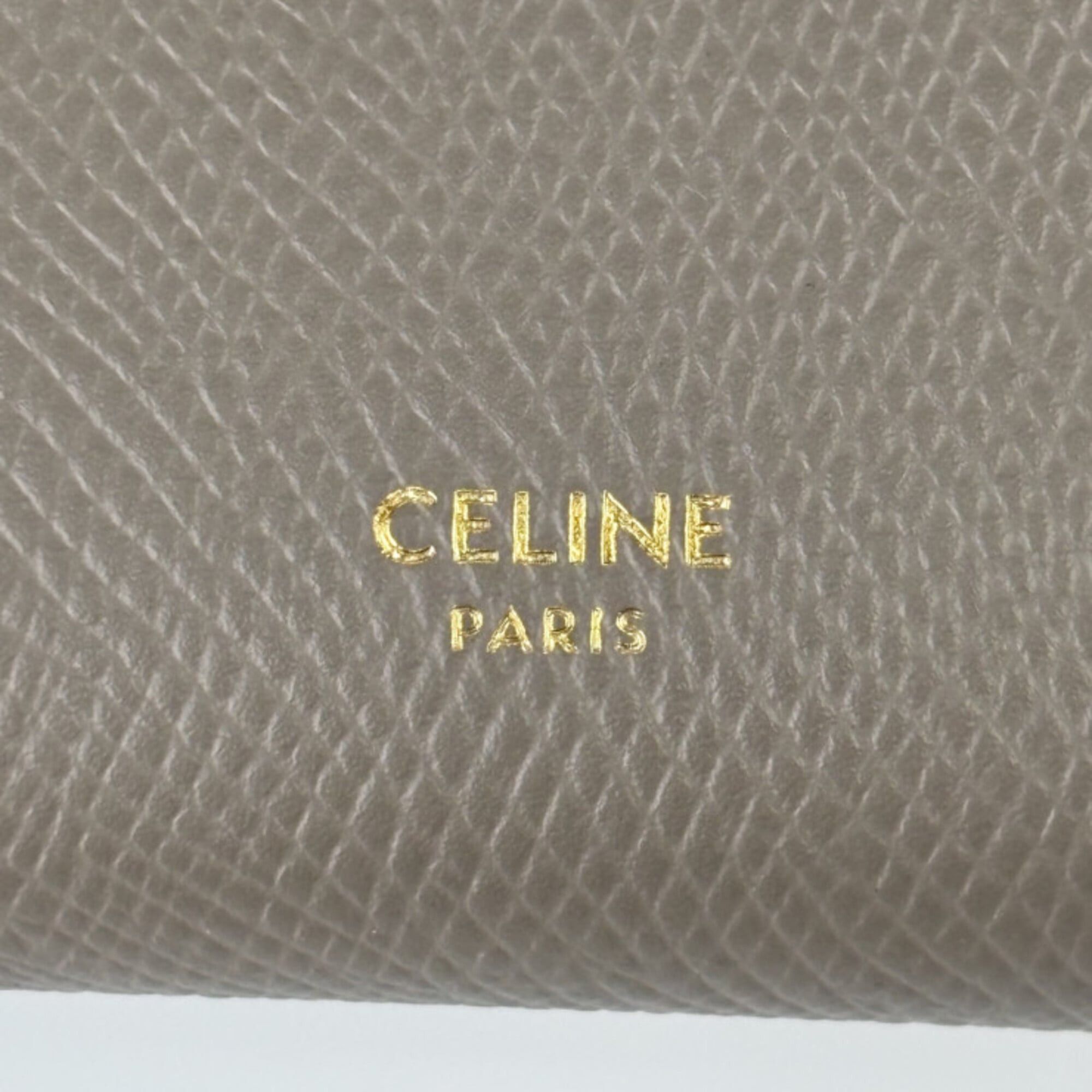 Celine CELINE Medium Strap Wallet (10B643BFP) - Greige Leather Women's Bi-fold Size ONE SIZE - 9 Thumbnail
