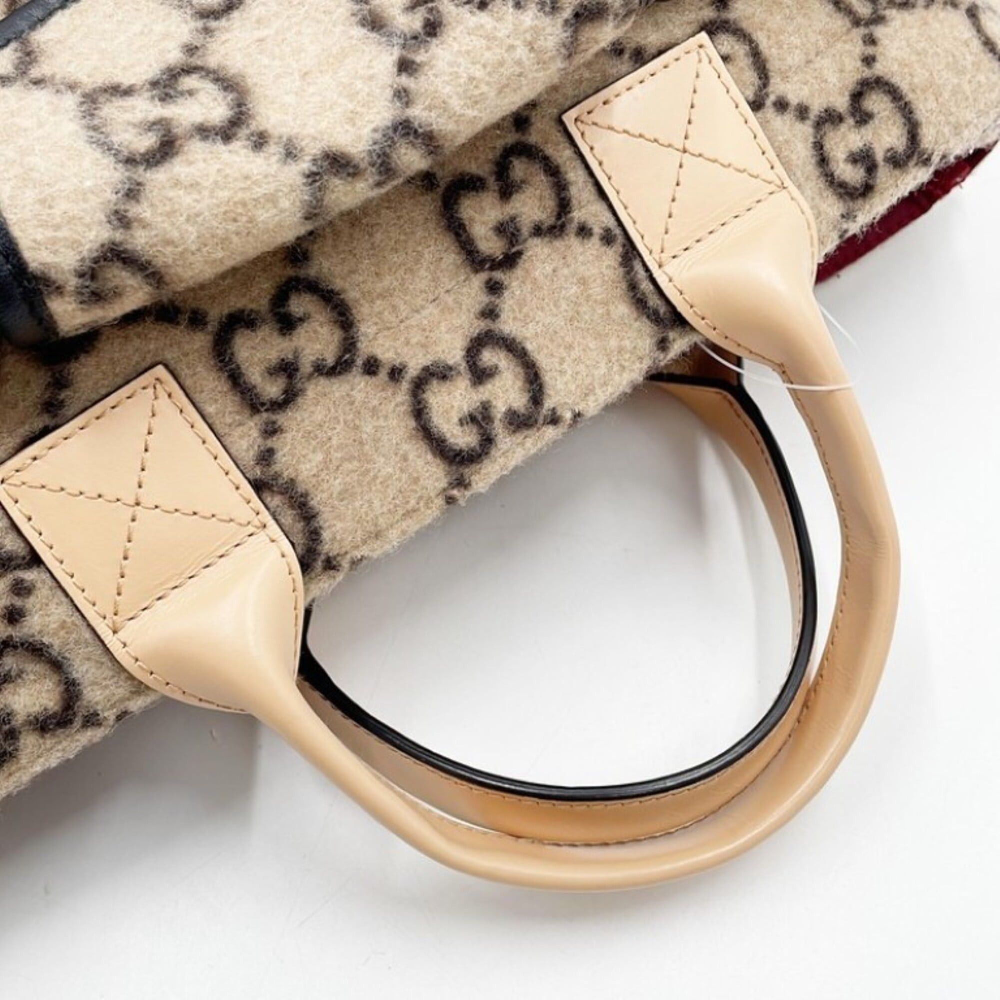 Gucci GUCCI handbag 628159 beige wool leather women's Size ONE SIZE - 6 Thumbnail