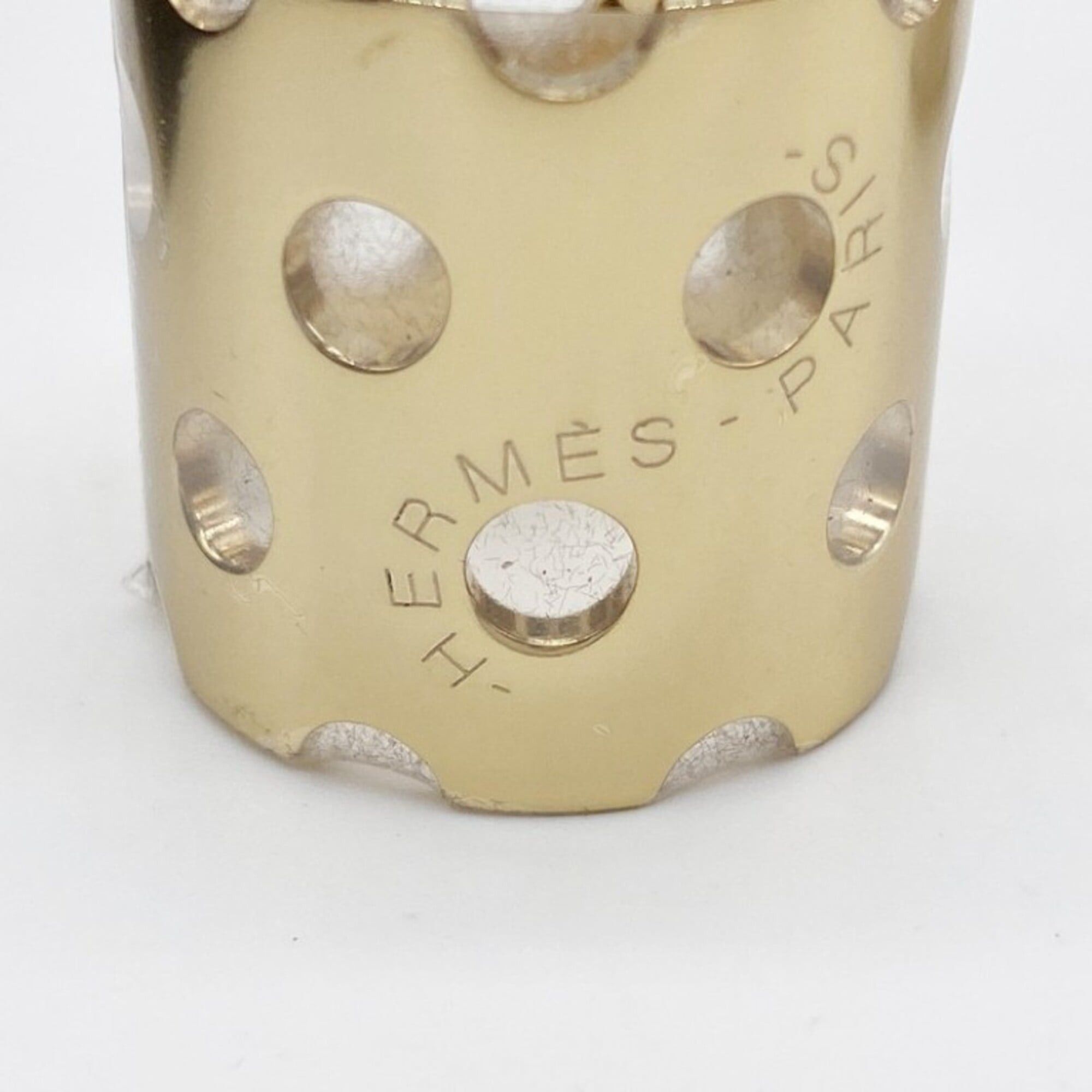 Hermes HERMES scarf ring, gold metal, women's, perforated. Size ONE SIZE - 3 Thumbnail