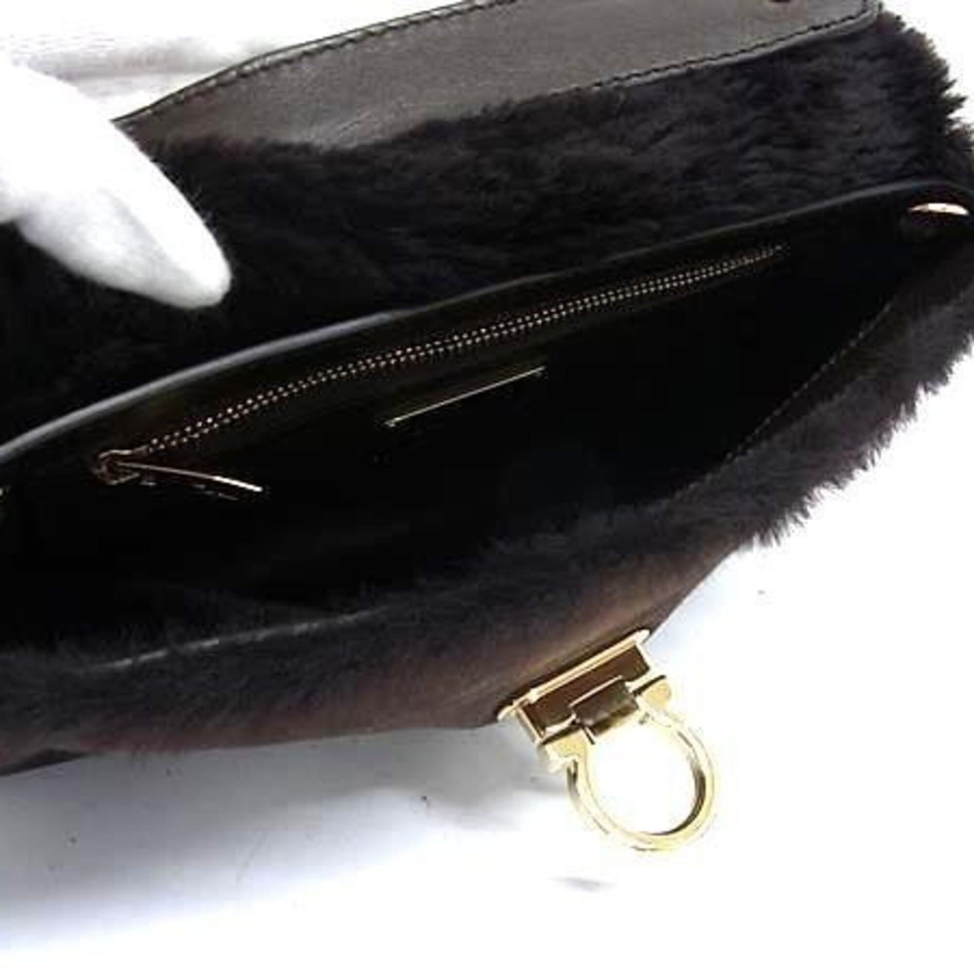 Salvatore Ferragamo SALVATORE FERRAGAMO Ferragamo Handbag Gancini EZ-21 E784 Brown Sheepskin Women's Shoulder Bag Size ONE SIZE - 5 Thumbnail