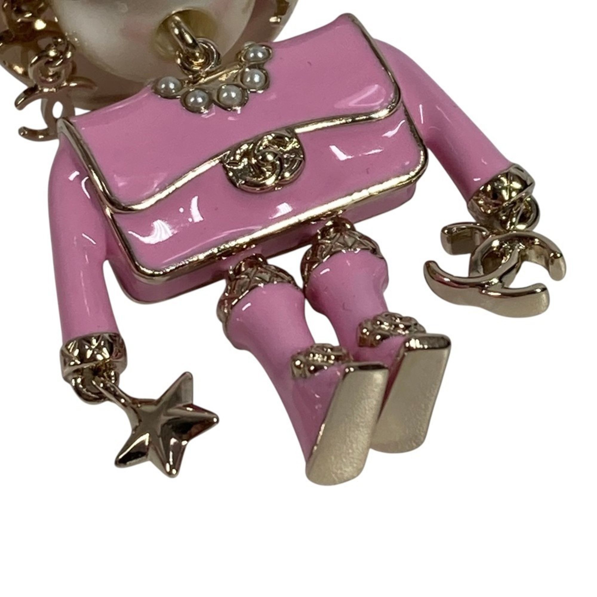 Chanel CHANEL B25B Gabrielle Chanel Doll CC Coco Mark Logo Faux Pearl Heart Star Accessory Bag Charm Keychain Metal Women's Pink Like New Size ONE SIZE - 4 Thumbnail