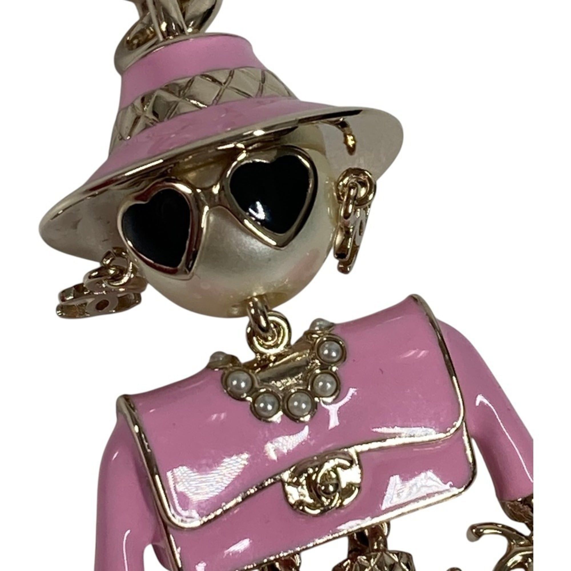 Chanel CHANEL B25B Gabrielle Chanel Doll CC Coco Mark Logo Faux Pearl Heart Star Accessory Bag Charm Keychain Metal Women's Pink Like New Size ONE SIZE - 3 Thumbnail