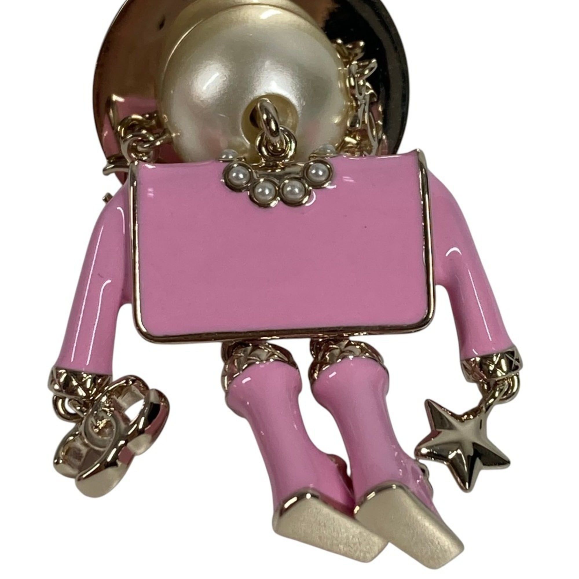 Chanel CHANEL B25B Gabrielle Chanel Doll CC Coco Mark Logo Faux Pearl Heart Star Accessory Bag Charm Keychain Metal Women's Pink Like New Size ONE SIZE - 8 Thumbnail