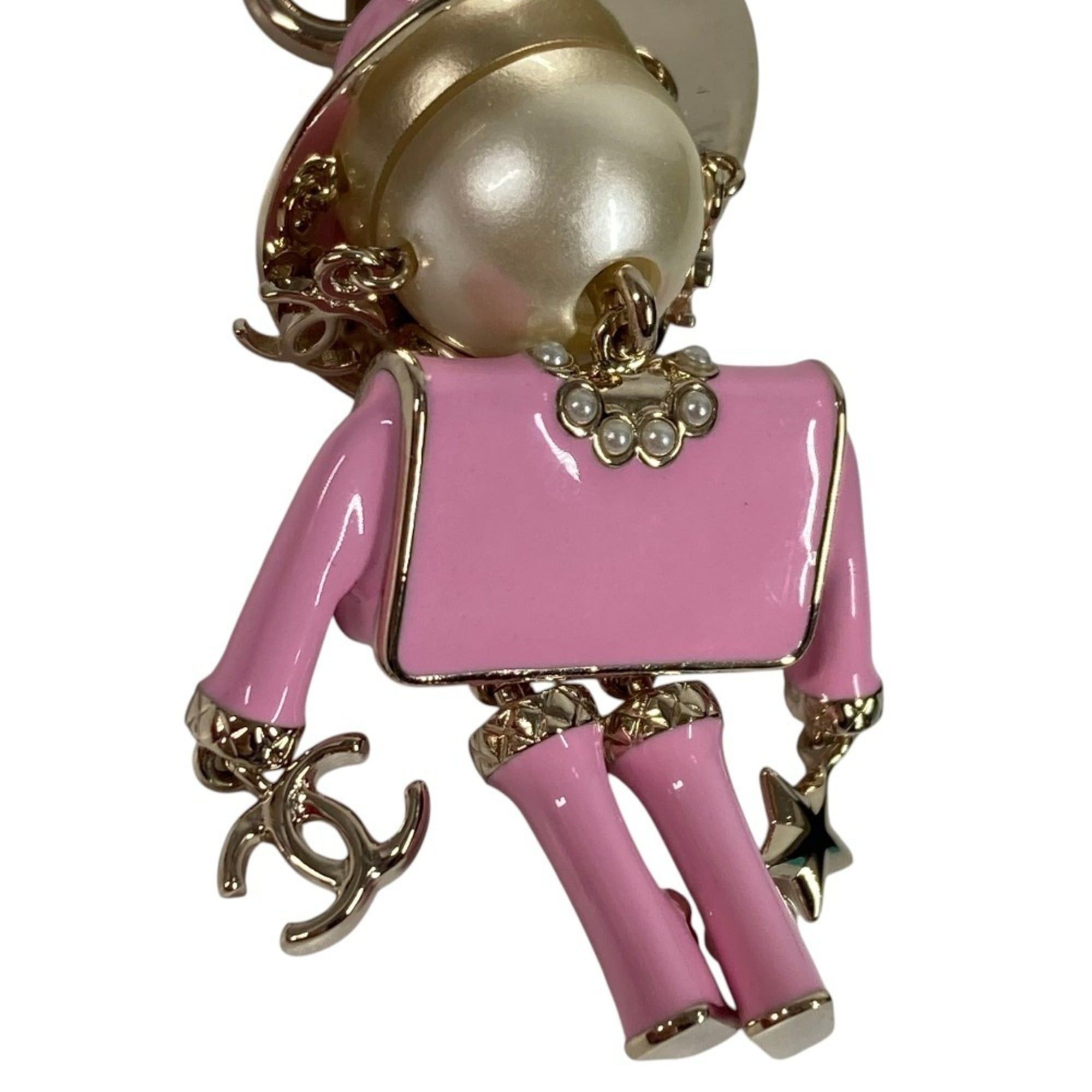 Chanel CHANEL B25B Gabrielle Chanel Doll CC Coco Mark Logo Faux Pearl Heart Star Accessory Bag Charm Keychain Metal Women's Pink Like New Size ONE SIZE - 6 Thumbnail