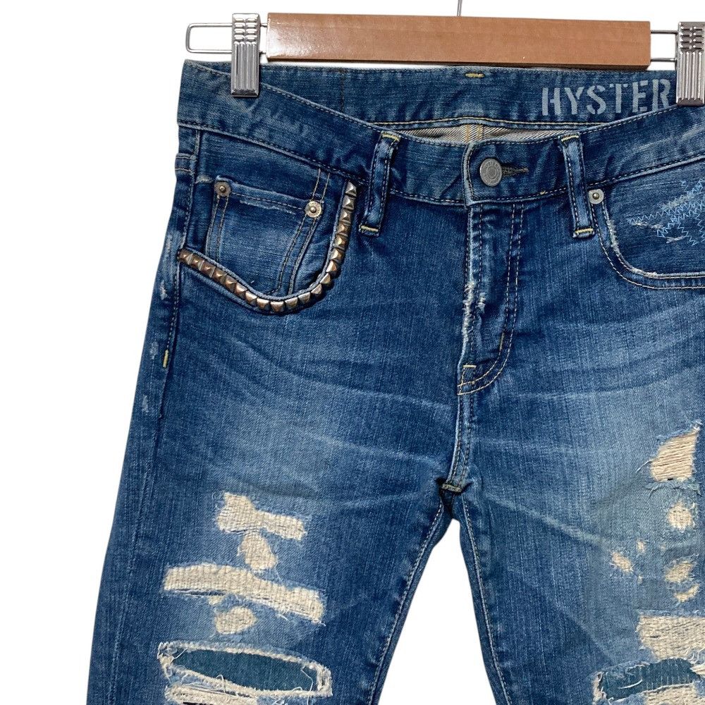 Hysteric Glamour Hysteric Glamour Hysteric Glamour distressed repair studded denim pants Textile Jeans 0141AP11 DUTY FREE for USA Size ONE SIZE - 3 Thumbnail