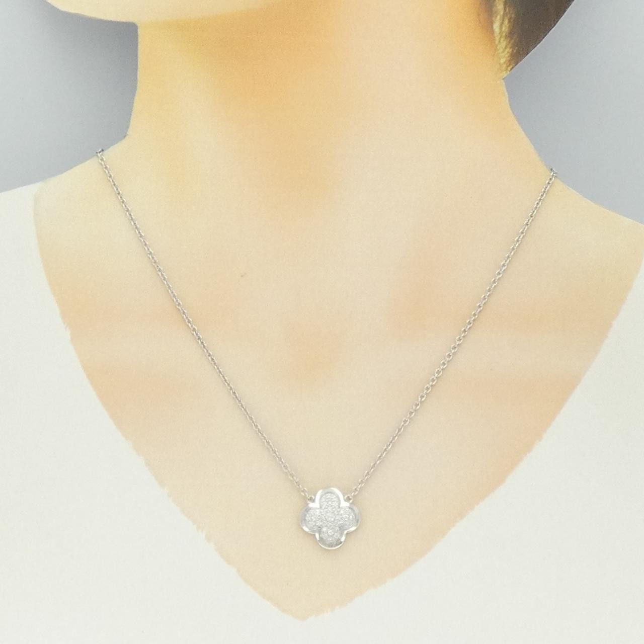 Van Cleef & Arpels Van Cleef & Arpels Van Cleef & Arpels Alhambra 750 White Gold Diamond Necklace Precious Metal Necklace VCARA39400 DUTY FREE for USA Size ONE SIZE - 6 Thumbnail