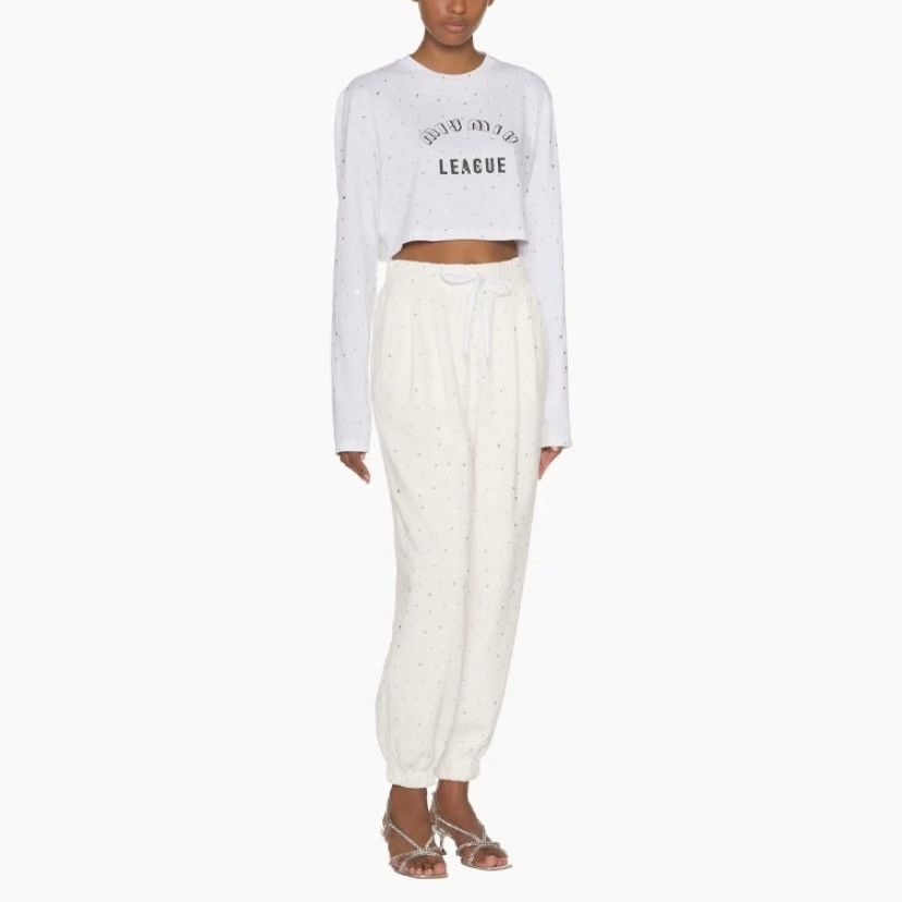 Miu Miu Miu Miu Retro Embroidered White T-Shirt XS Women Size XS / US 0-2 / IT 36-38 - 7 Thumbnail
